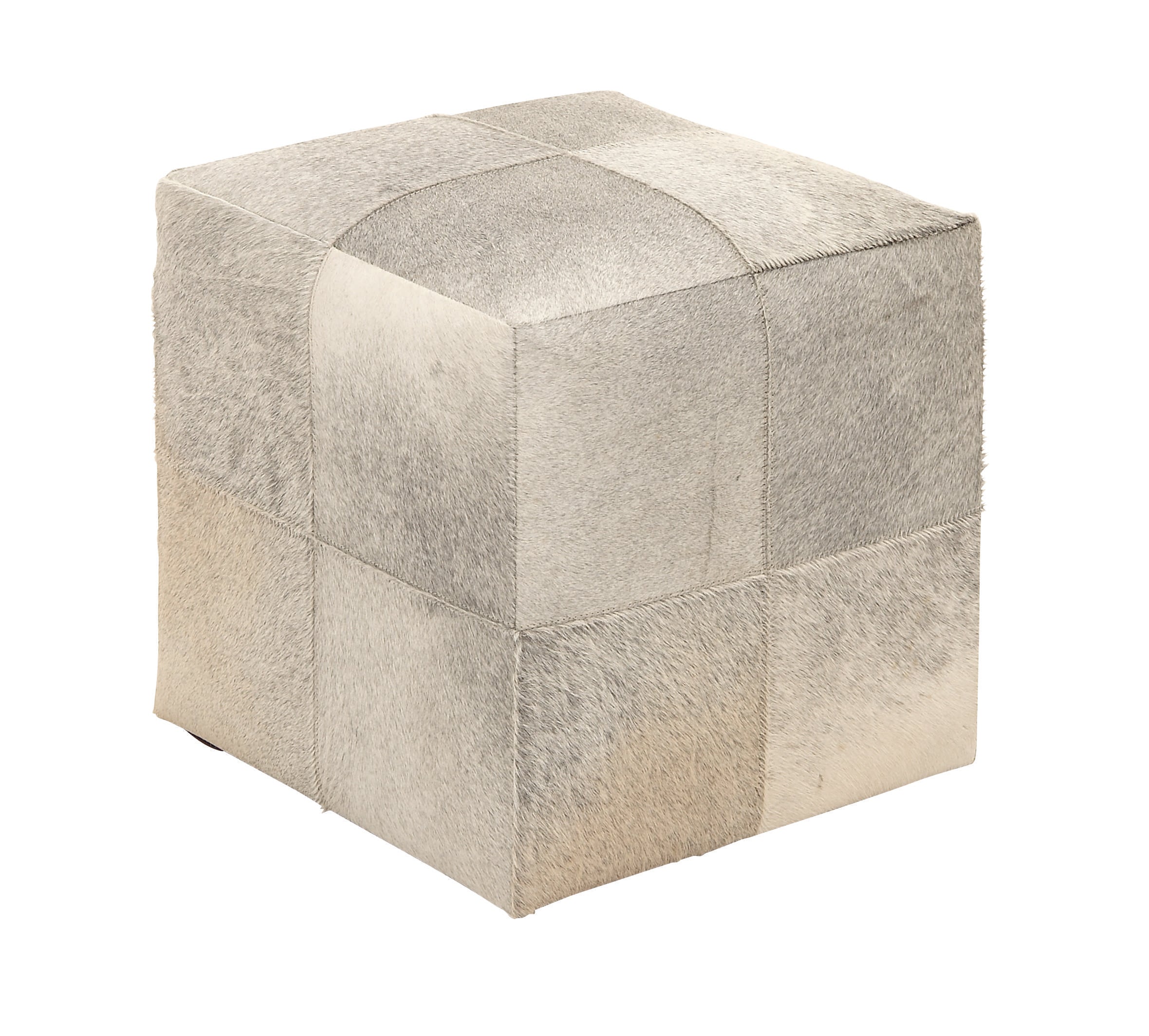 Leather Handmade Cowhide Living Room Stool with Patchwork Pattern