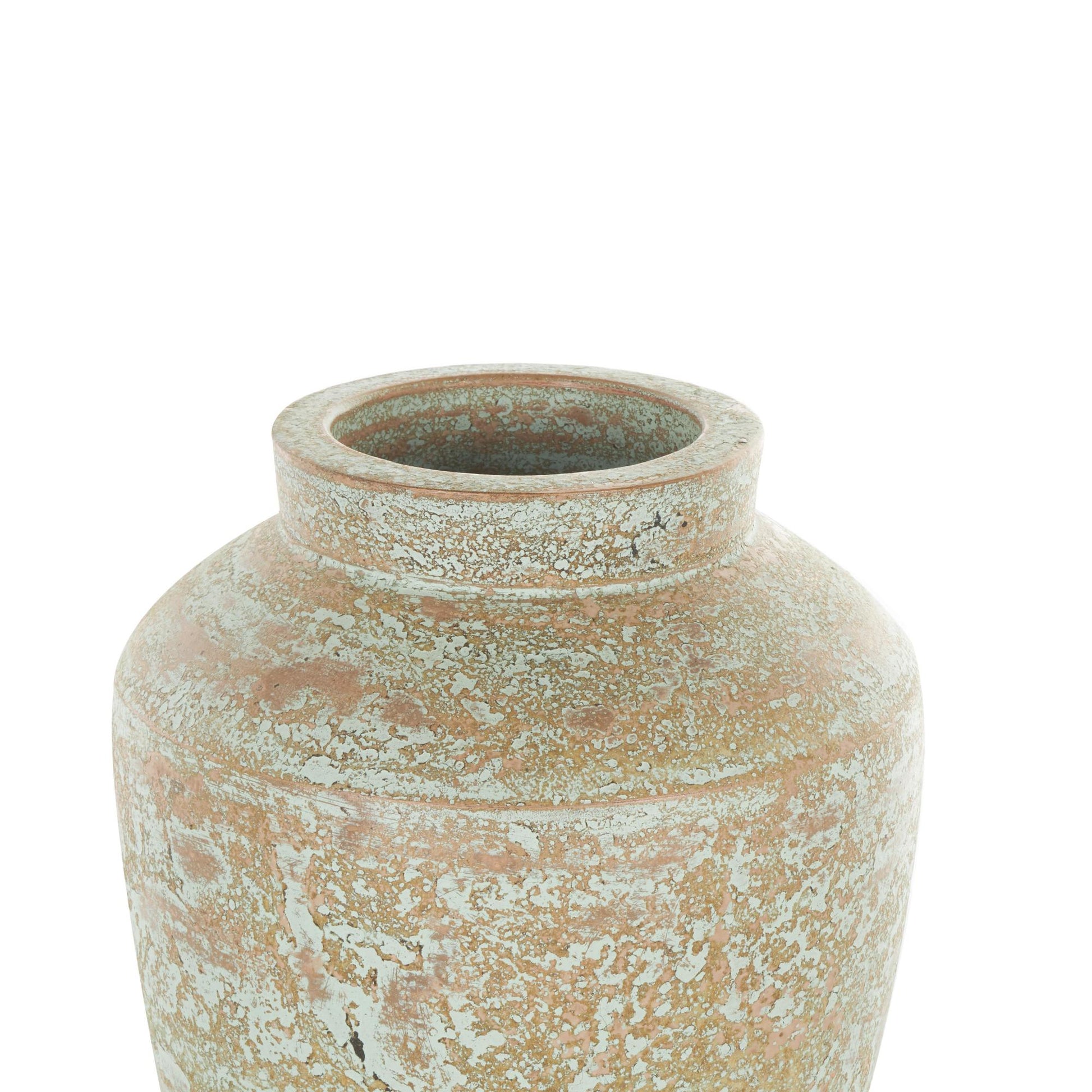 Brown Ceramic Antique Style Textured Patina Decorative Vase