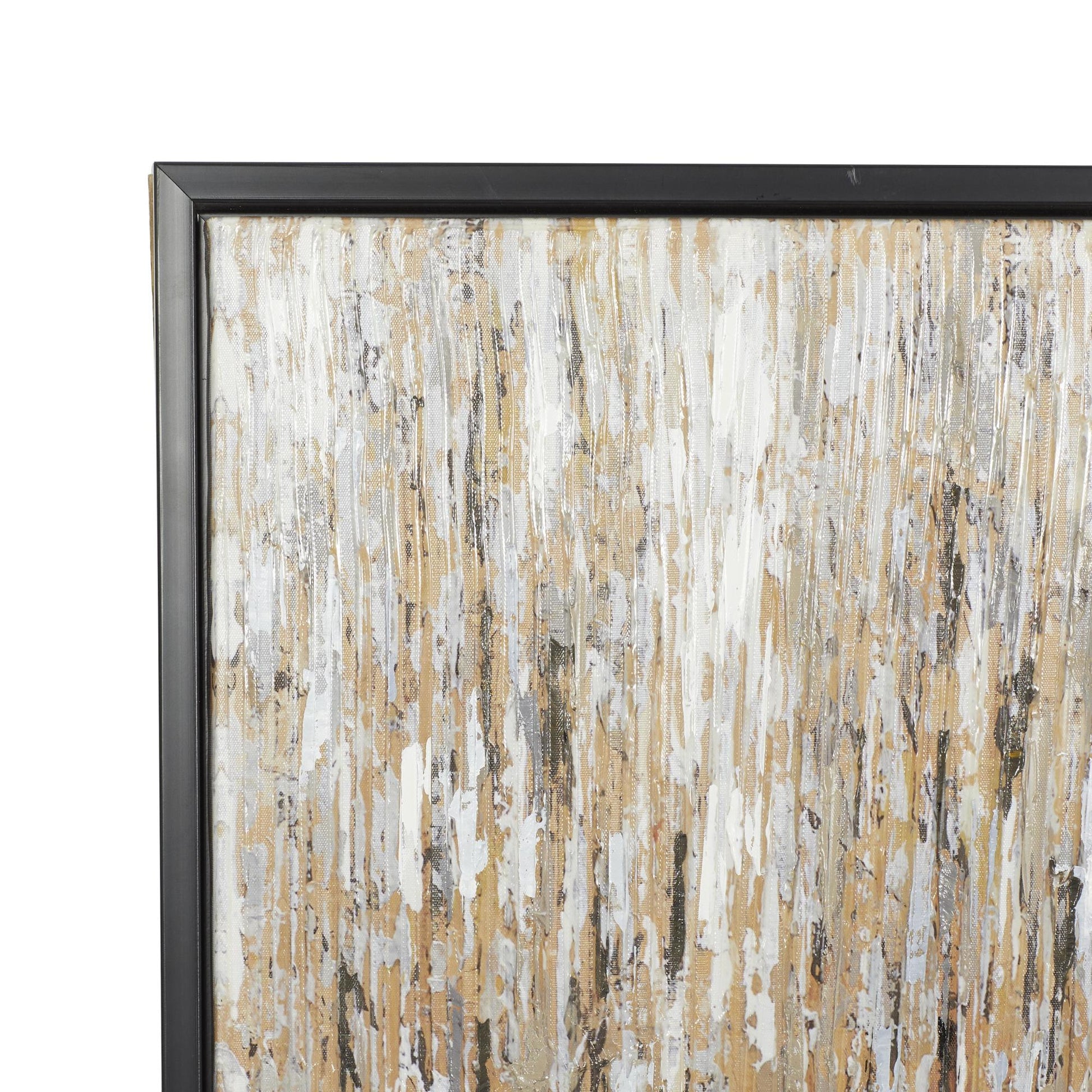 Abstract White Canvas Living Room Framed Wall Art with Black Frame