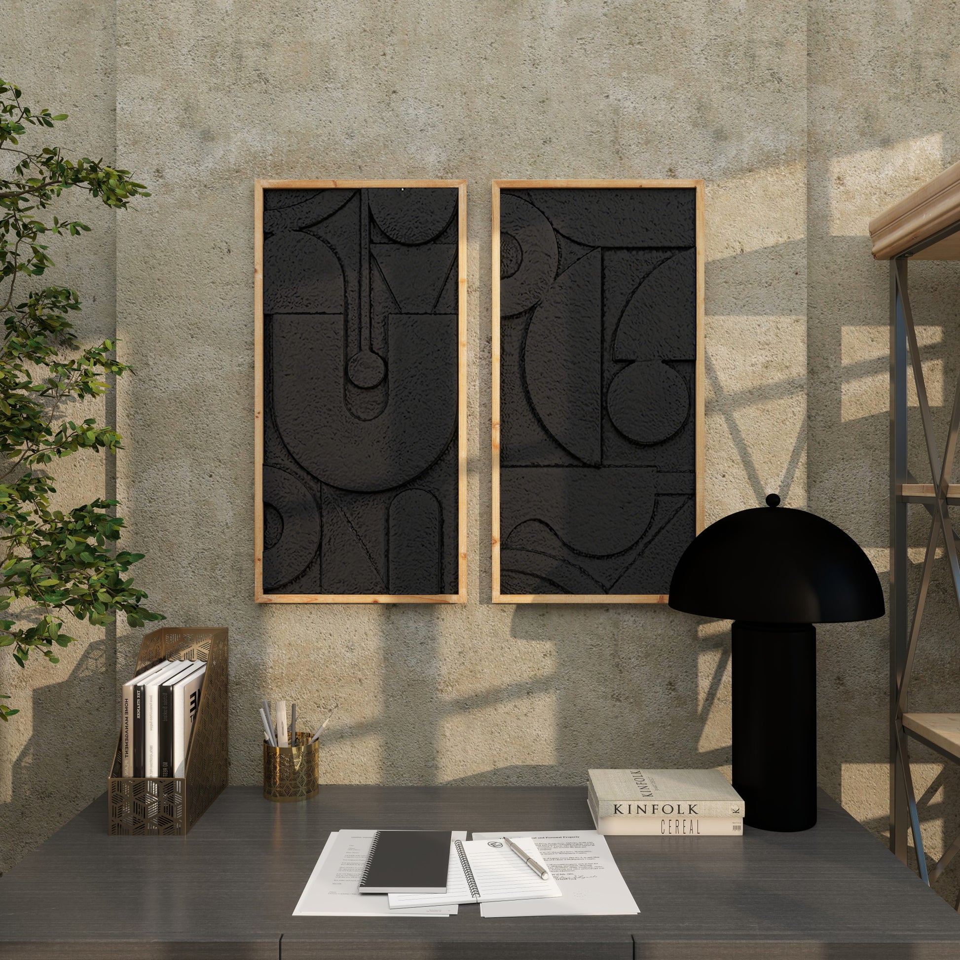 Set of 2 Geometric Metal Home Wall Decor