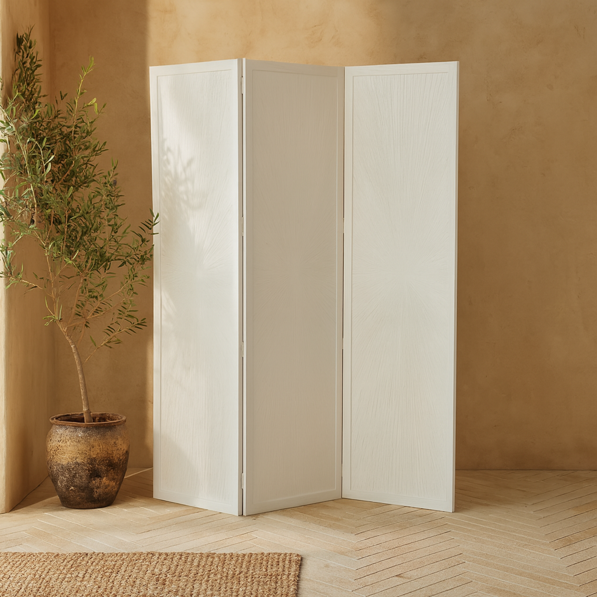 Mango Wood Foldable Partition 3 Panel Partition Room Divider Screen with Carved Design 59" x 1" x 70"