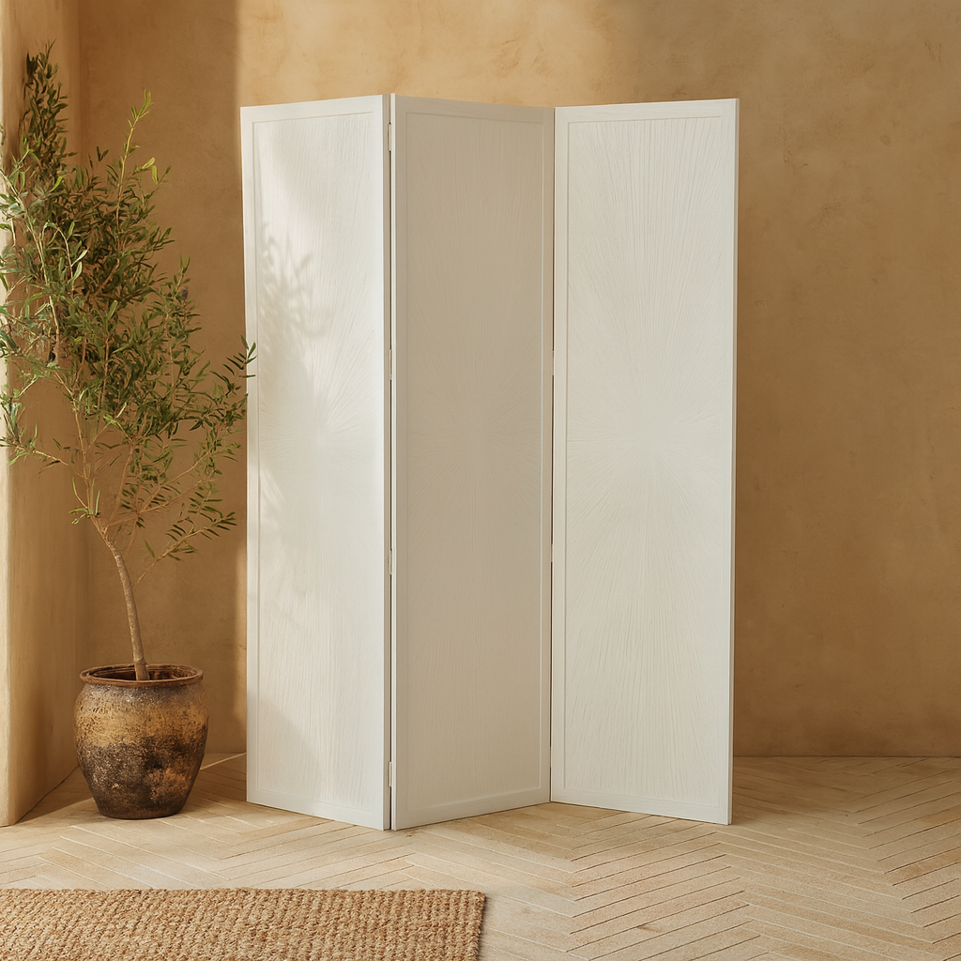 Mango Wood Foldable Partition 3 Panel Partition Room Divider Screen with Carved Design 59" x 1" x 70"