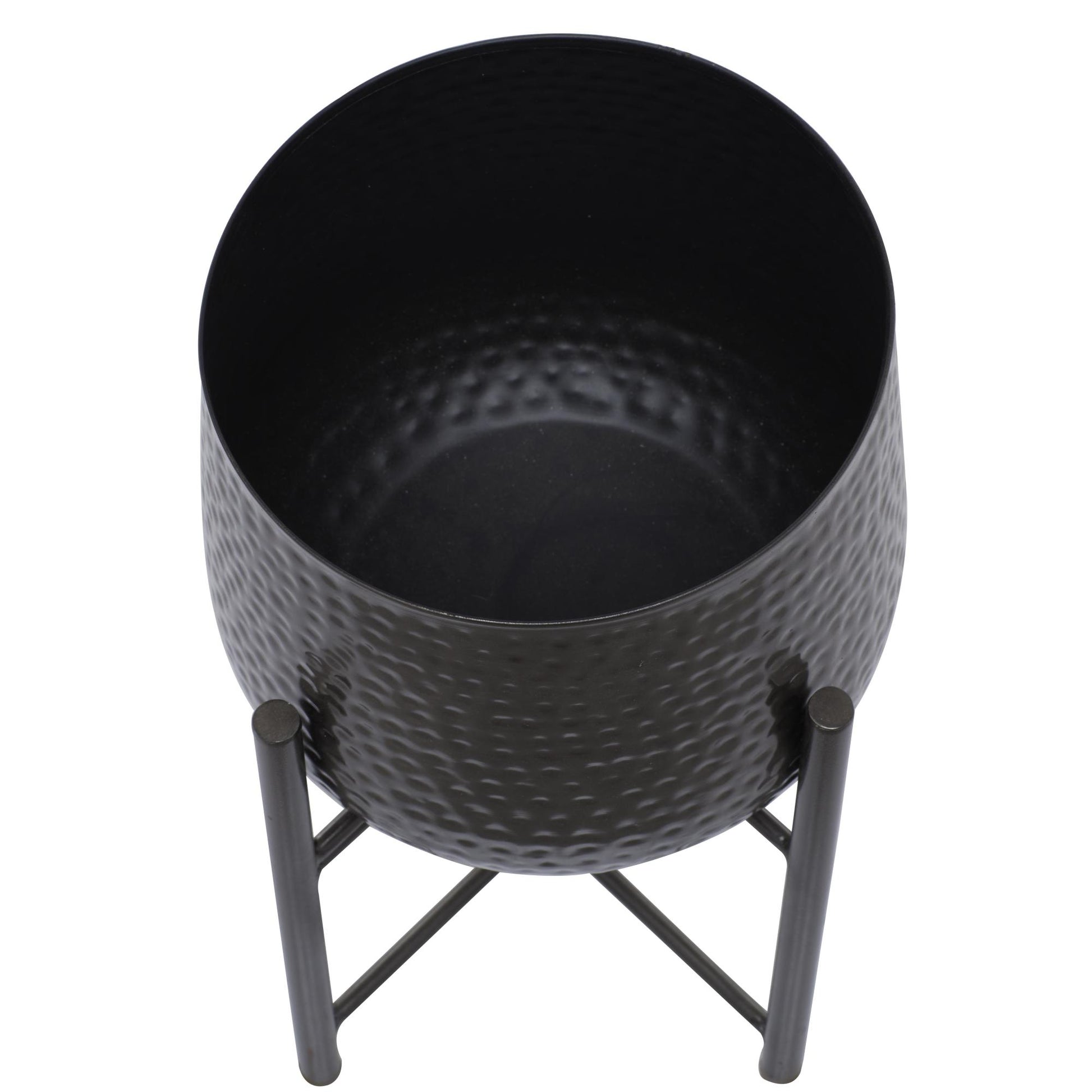 CosmoLiving by Cosmopolitan Set of 2 Metal Hammered Indoor Outdoor Planter with Removable Stand