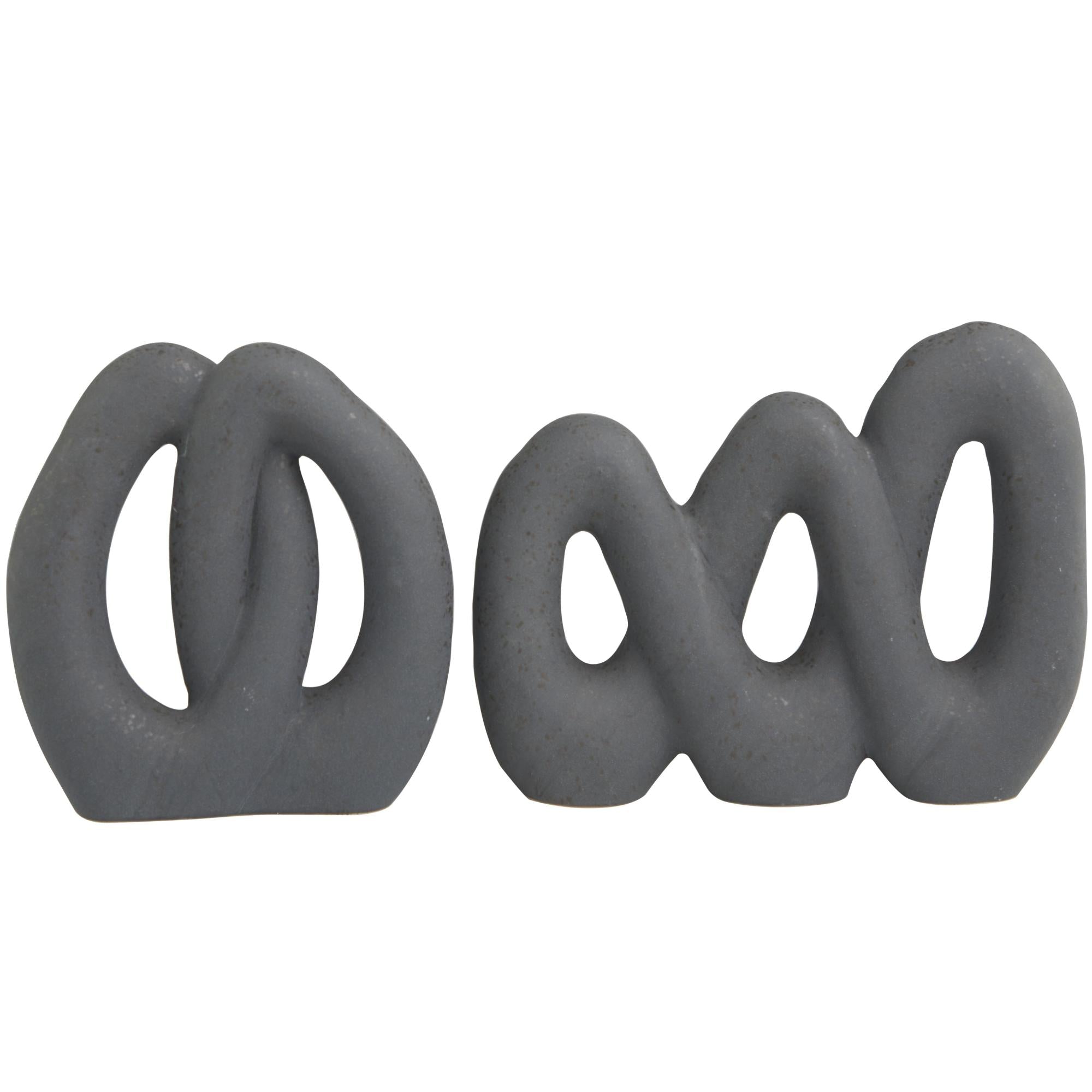 CosmoLiving by Cosmopolitan Set of 2 Abstract Black Ceramic Linked Decorative Sculpture