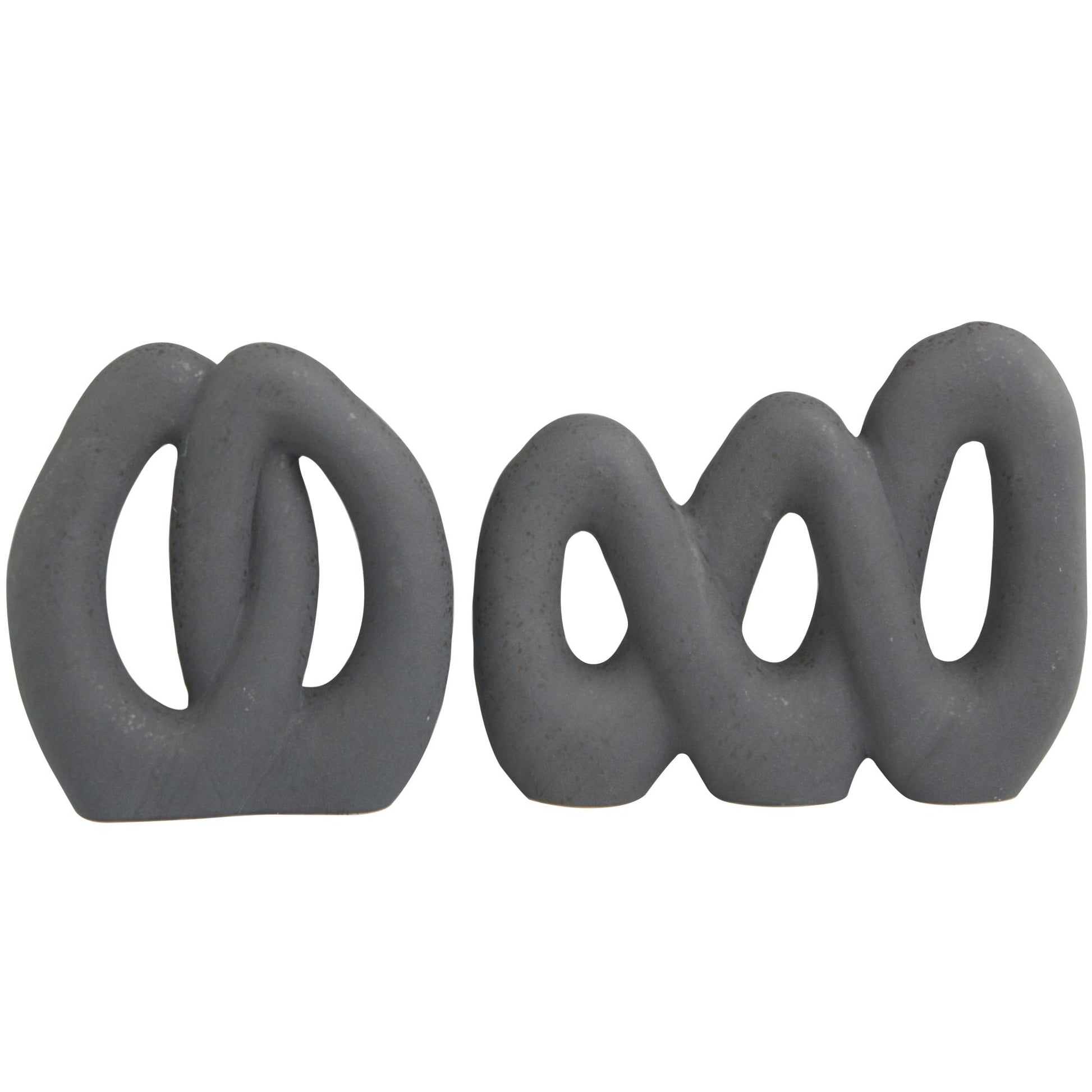 CosmoLiving by Cosmopolitan Set of 2 Abstract Black Ceramic Linked Decorative Sculpture