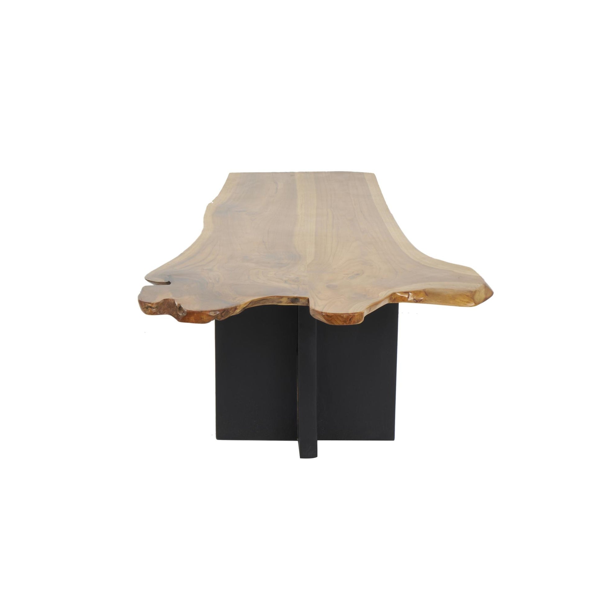 Brown Teak Wood Handmade Living Room Coffee Table with Brown Live Edge Tabletop