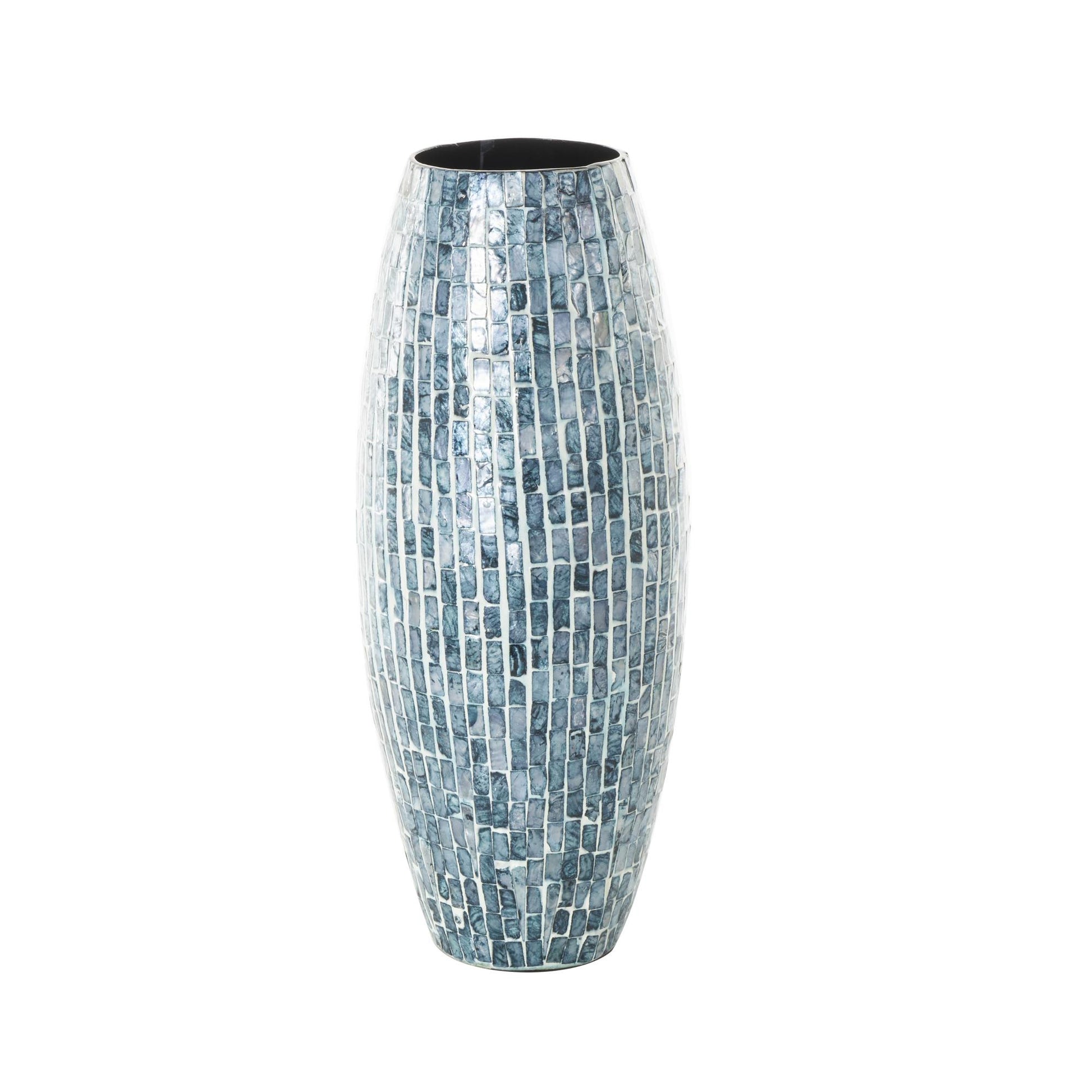 Blue Mother of Pearl Shell Handmade Mosaic Inspired Decorative Vase