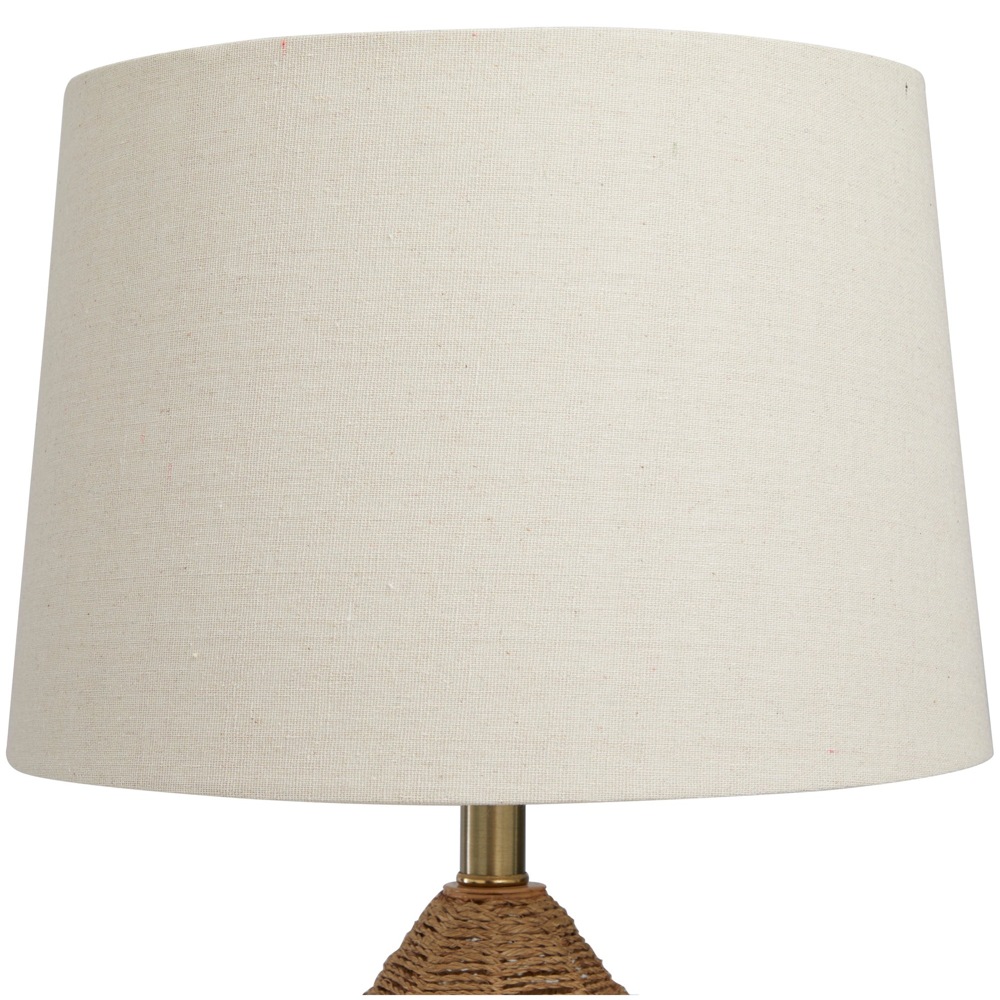 Brown Wicker Wood Handmade Woven Room Table Lamp with Zig Zag Pattern and Gold Base