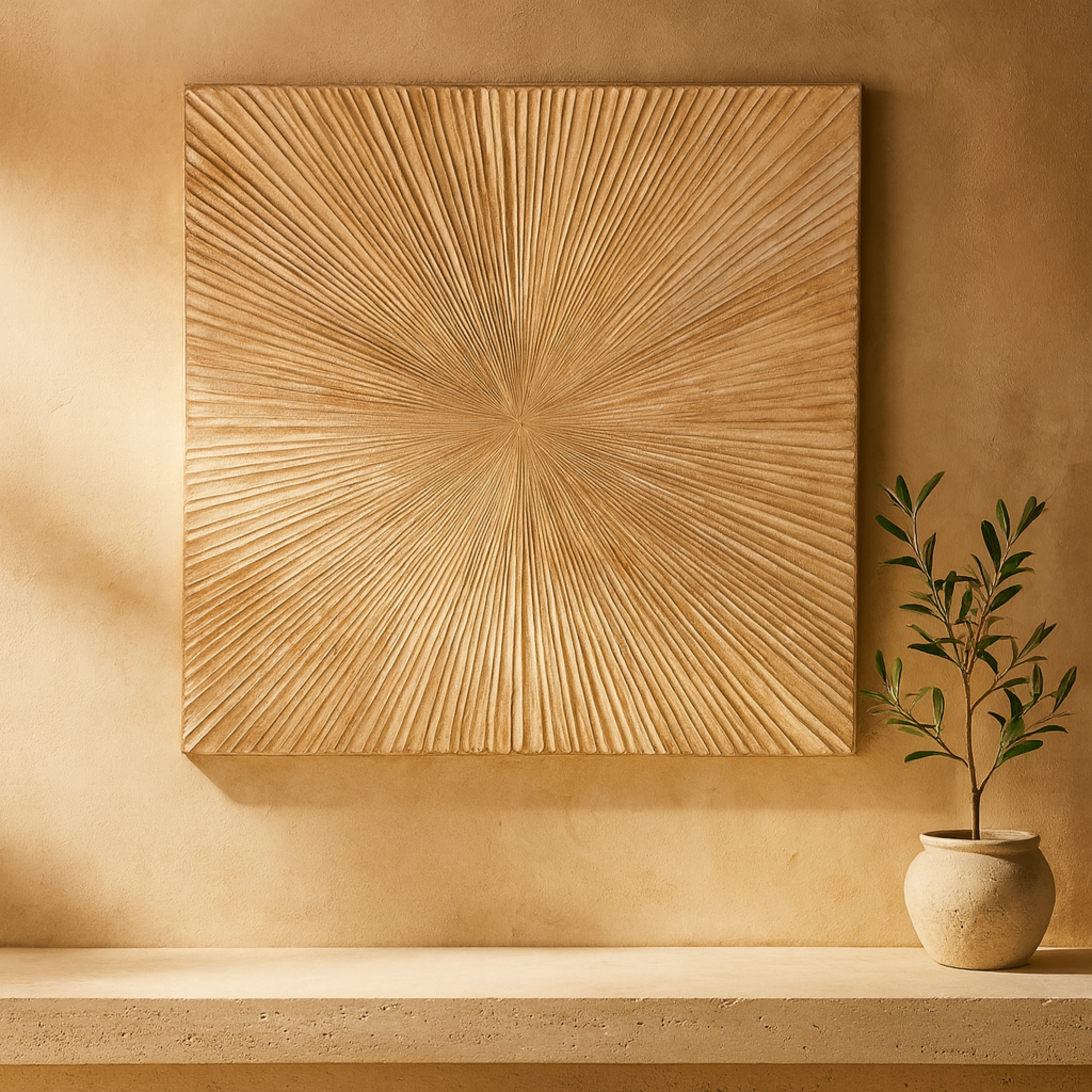 Starburst Brown Wood Handmade Carved Home Wall Decor