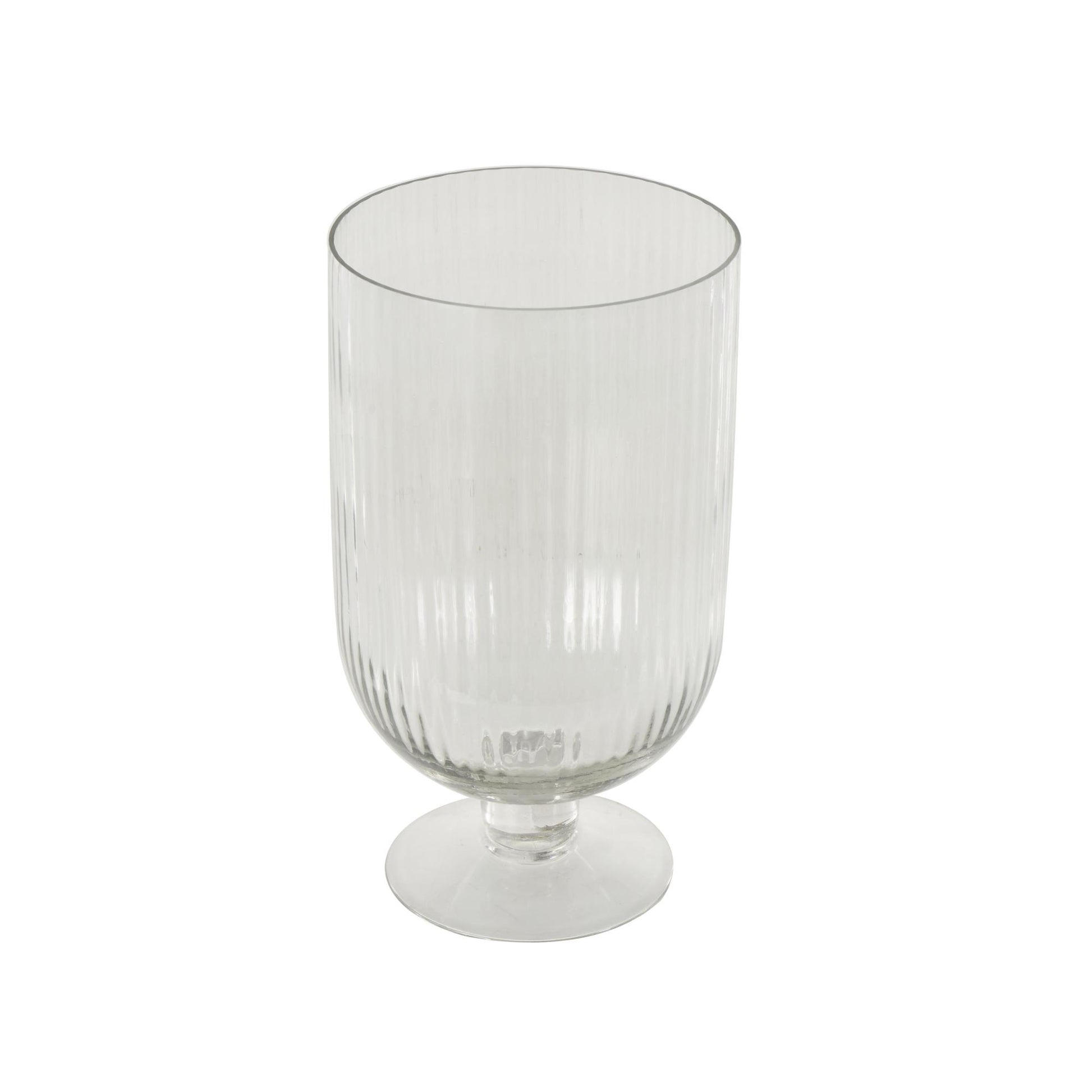 Glass Ribbed Fluted Decorative Candle Holder with Elevated Base 6" x 6" x 11"