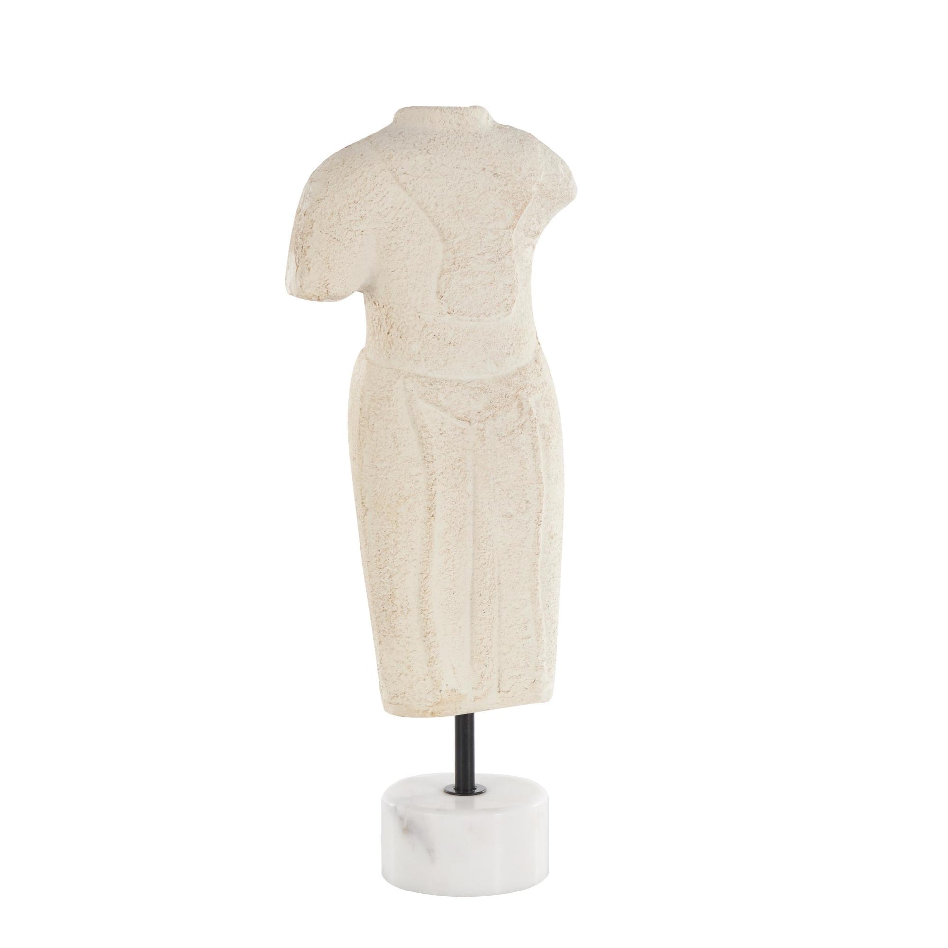 Woman Cream Paper Mache Statue Decorative Sculpture with White Marble Base