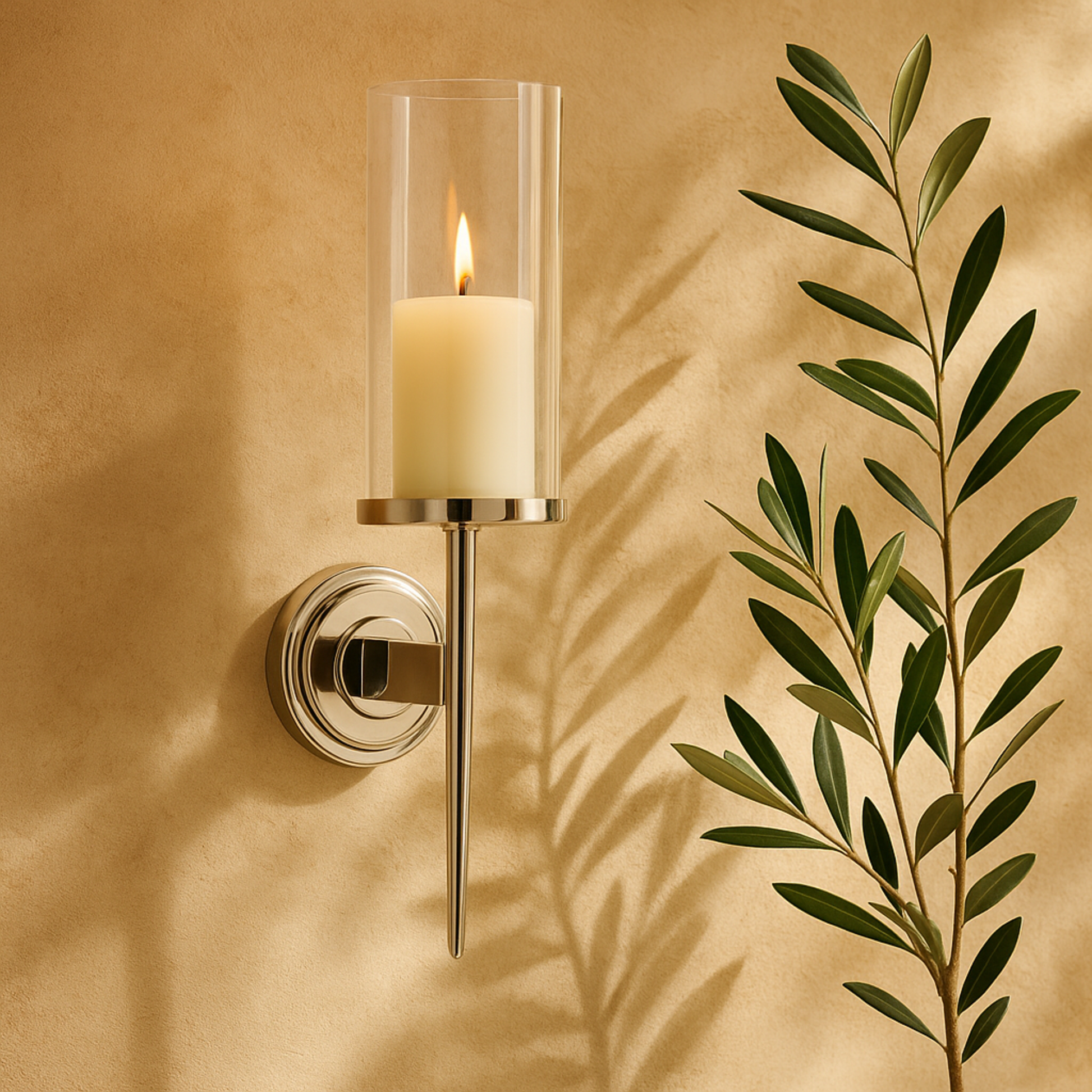 Geometric Aluminum Metal Single Candle Indoor Outdoor Wall Sconce with Glass Holder