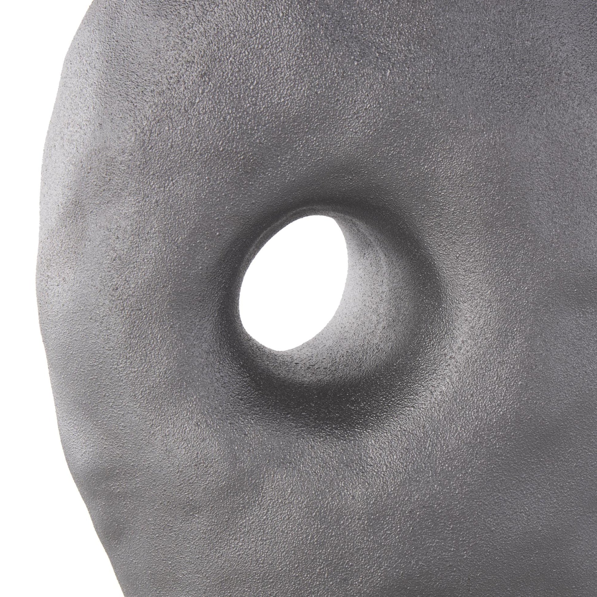 Abstract Gray Ceramic Wavy Donut Decorative Vase with Cutout Center