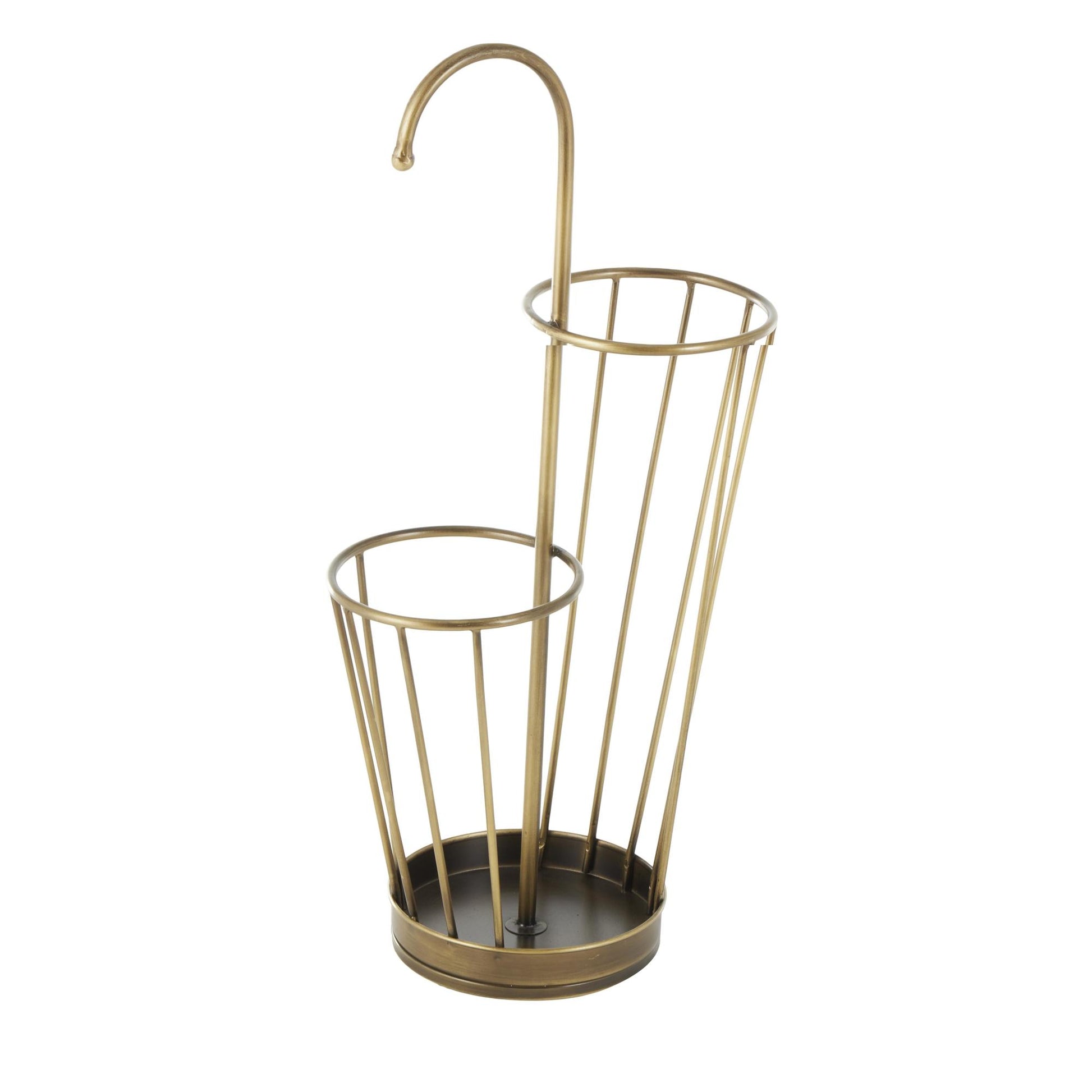 Geometric Metal 2 Section Decorative Umbrella Stand with Umbrella Shaped Handle