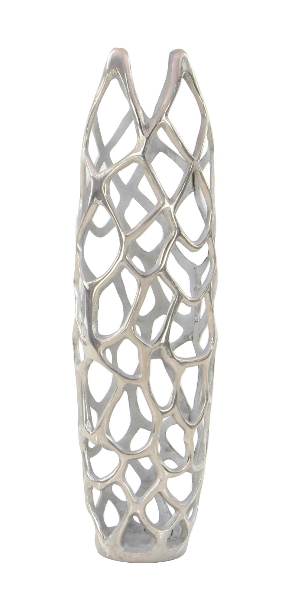 Aluminum Metal Cutout Coral Decorative Vase 8" x 8" x 27"