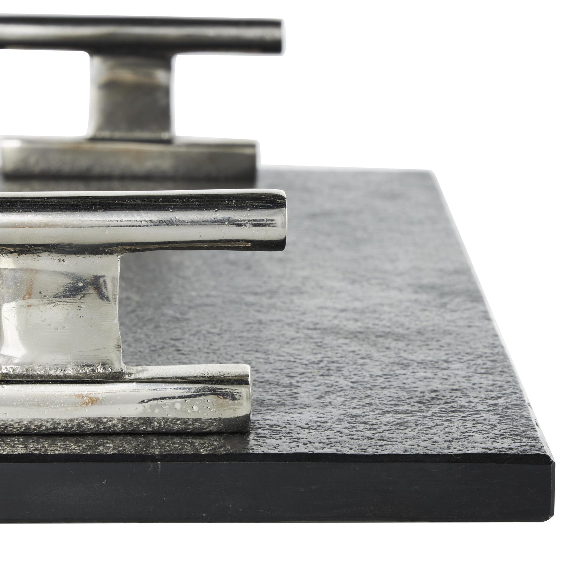 Set of 2 Marble Slim Textured Living Room Decor Tray with Rod Handles Set of 2 22", 18"W