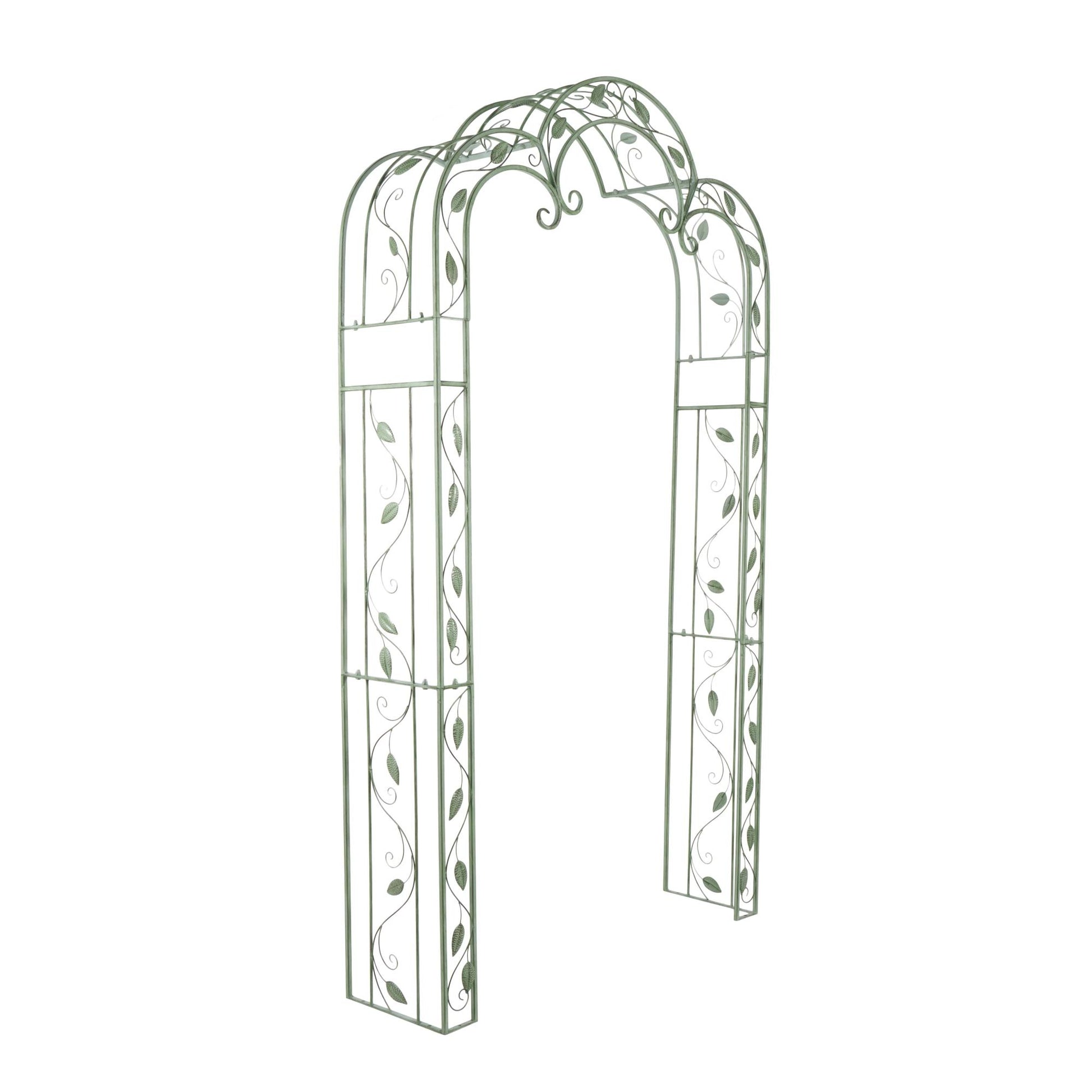 Leaf Green Metal Indoor Outdoor Arched Vine Indoor Outdoor Garden Arbor