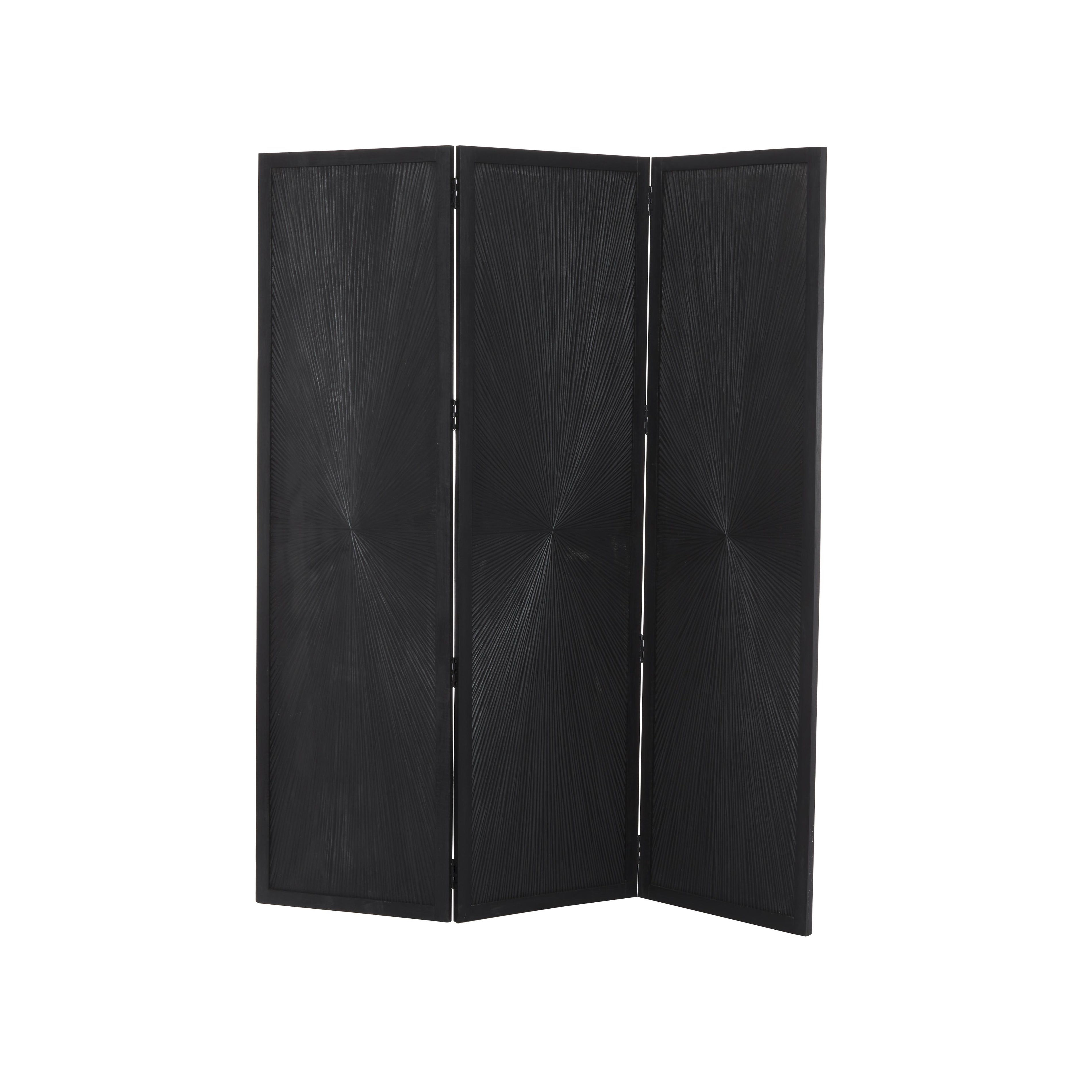 Mango Wood Hinged Foldable Partition 3 Panel Partition Room Divider Screen with Carved Design