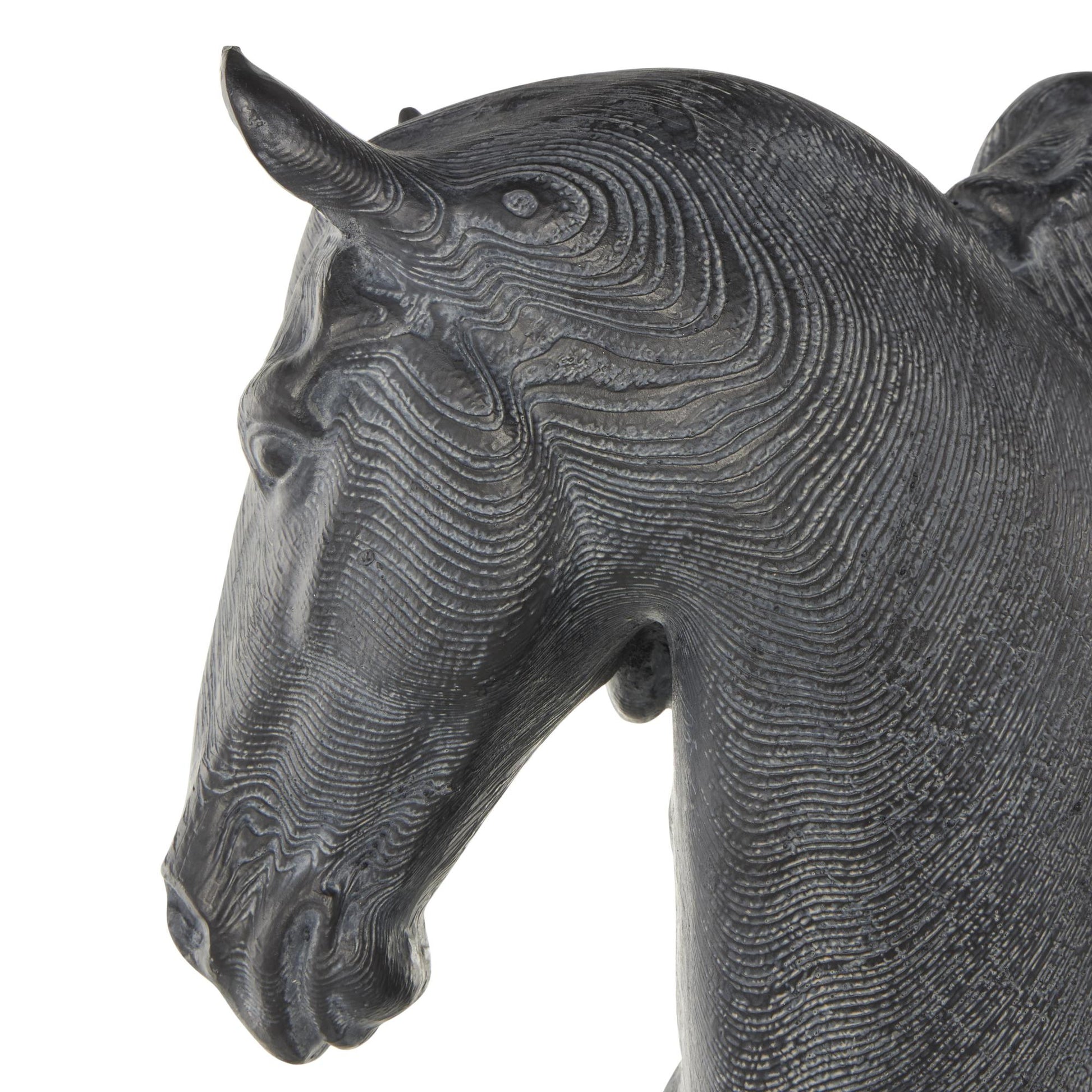 Horse Black Resin Bust Inspired Decorative Sculpture with Black Stand