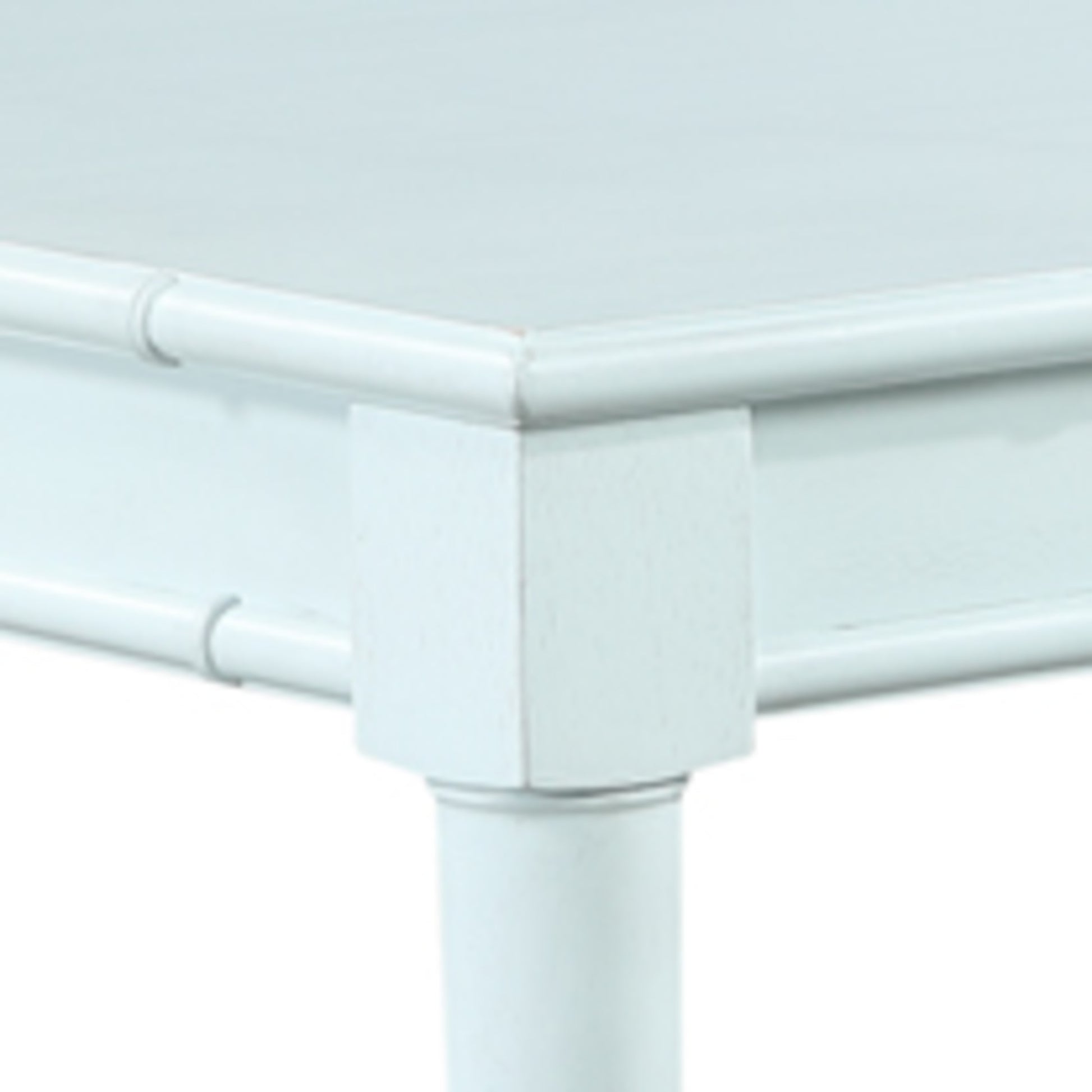 Light Blue Wood Kitchen Dining Table with Bamboo Inspired Detailing