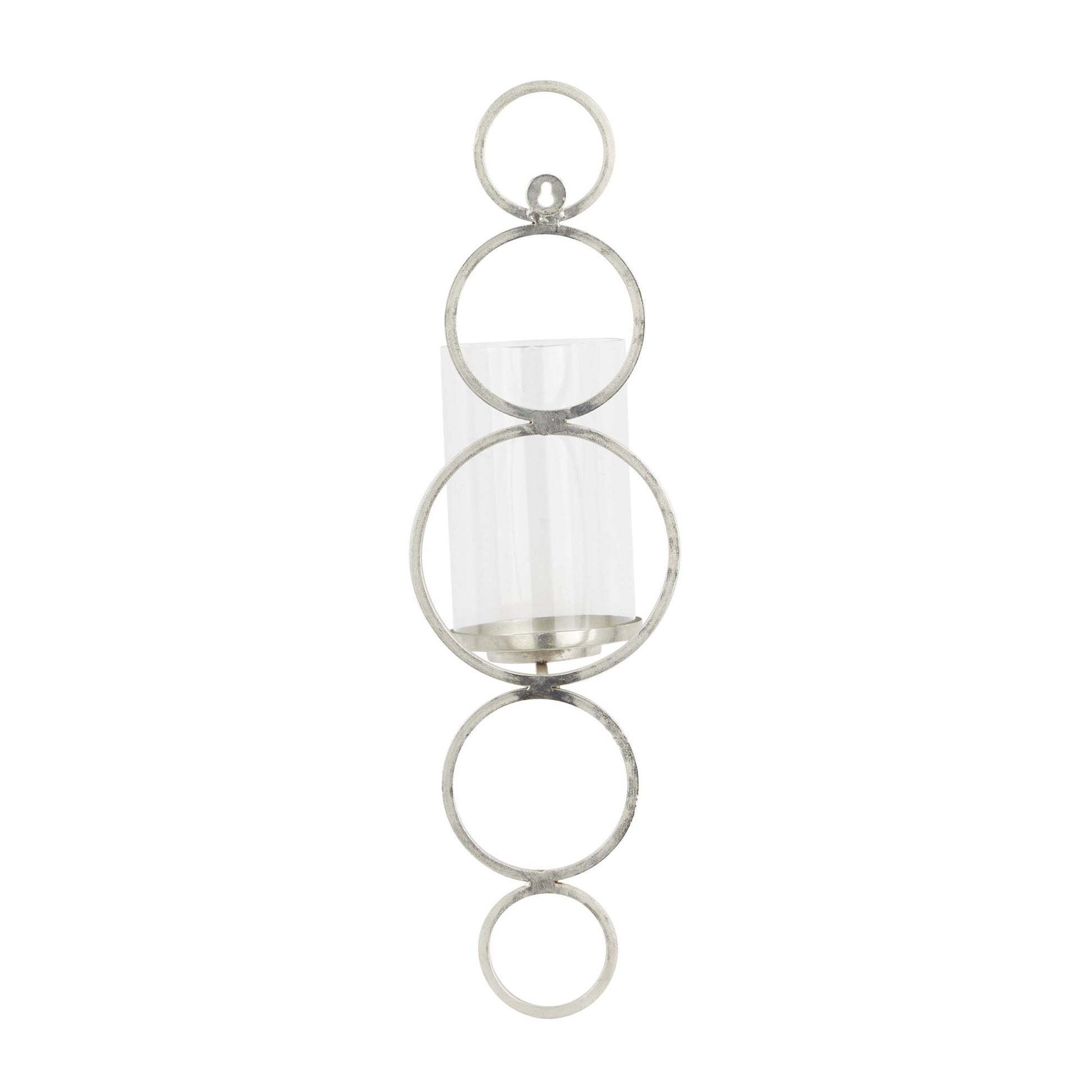 CosmoLiving by Cosmopolitan Metal Single Candle Indoor Outdoor Wall Sconce with Glass Holder