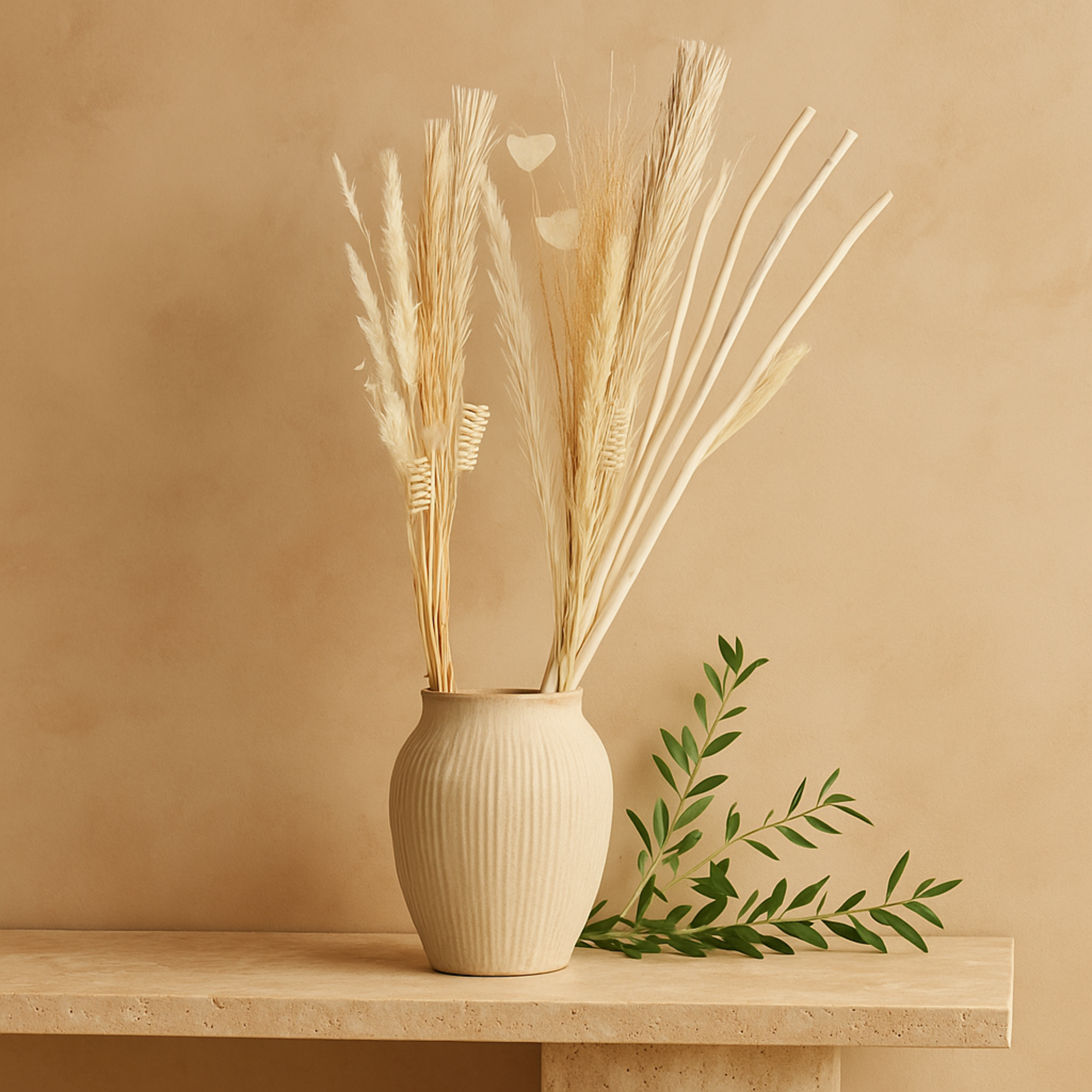 Set of 2 Pigeon pea Brown Dried Plant Tall Sticks Home Decor Natural Foliage