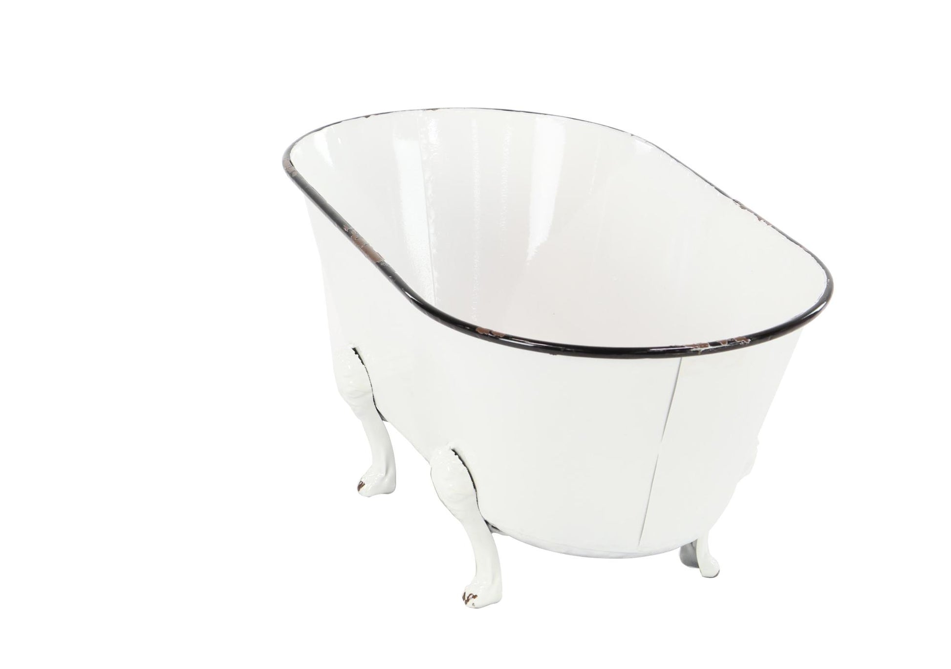 White Metal Bathtub Indoor Outdoor Planter with Scrolled Feet
