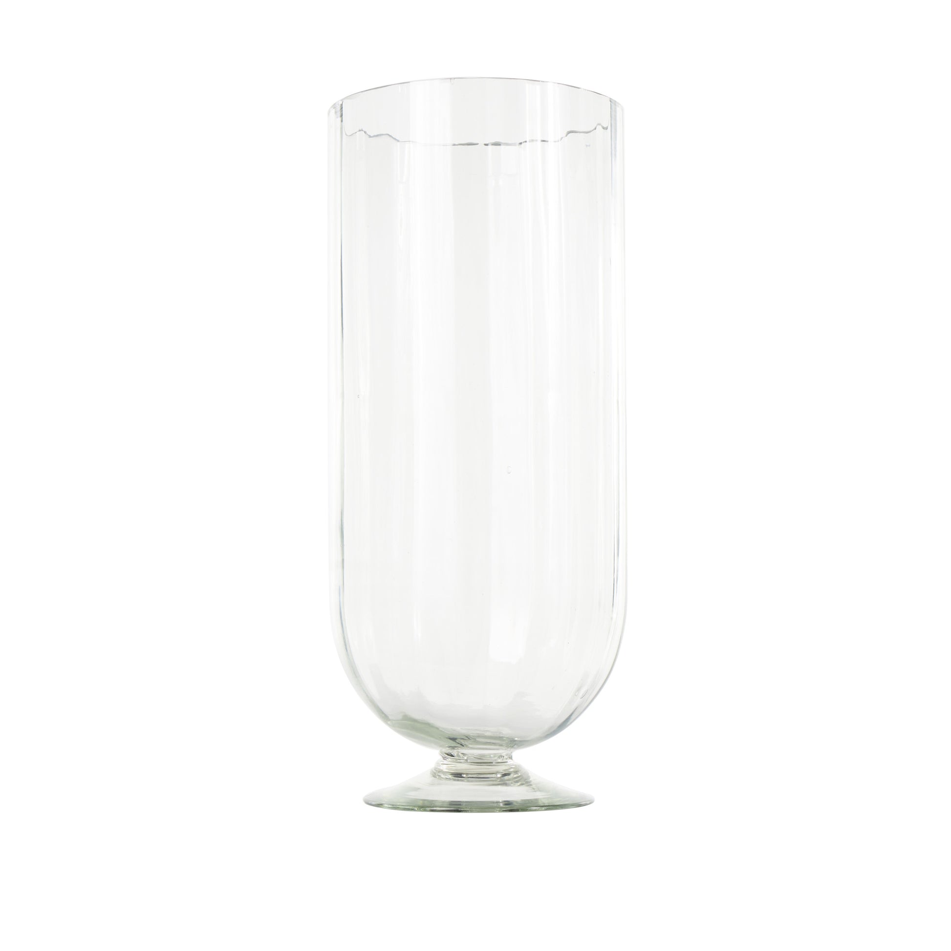 Clear Glass Ribbed Fluted Decorative Candle Holder with Elevated Base