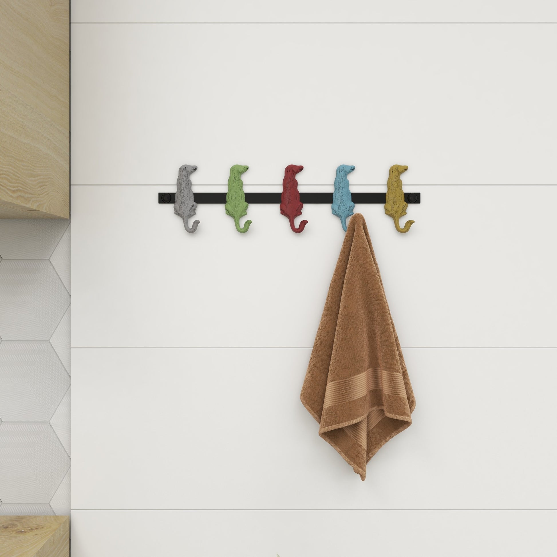 Dog Multi Colored Metal 5 Hanger Home Wall Hook