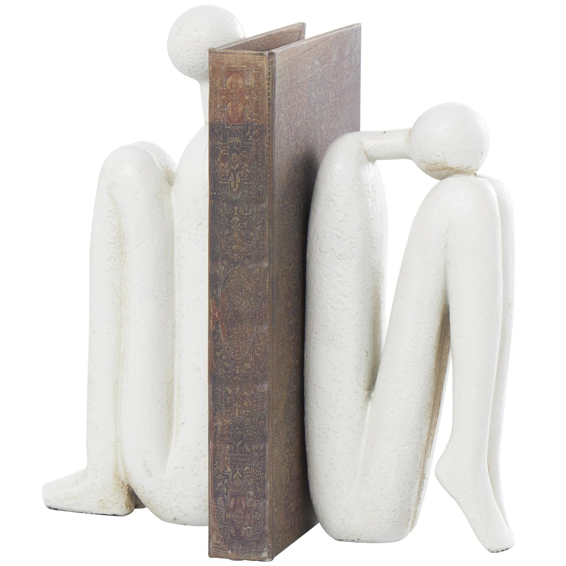 Set of 2 People Polystone Decorative Bookends
