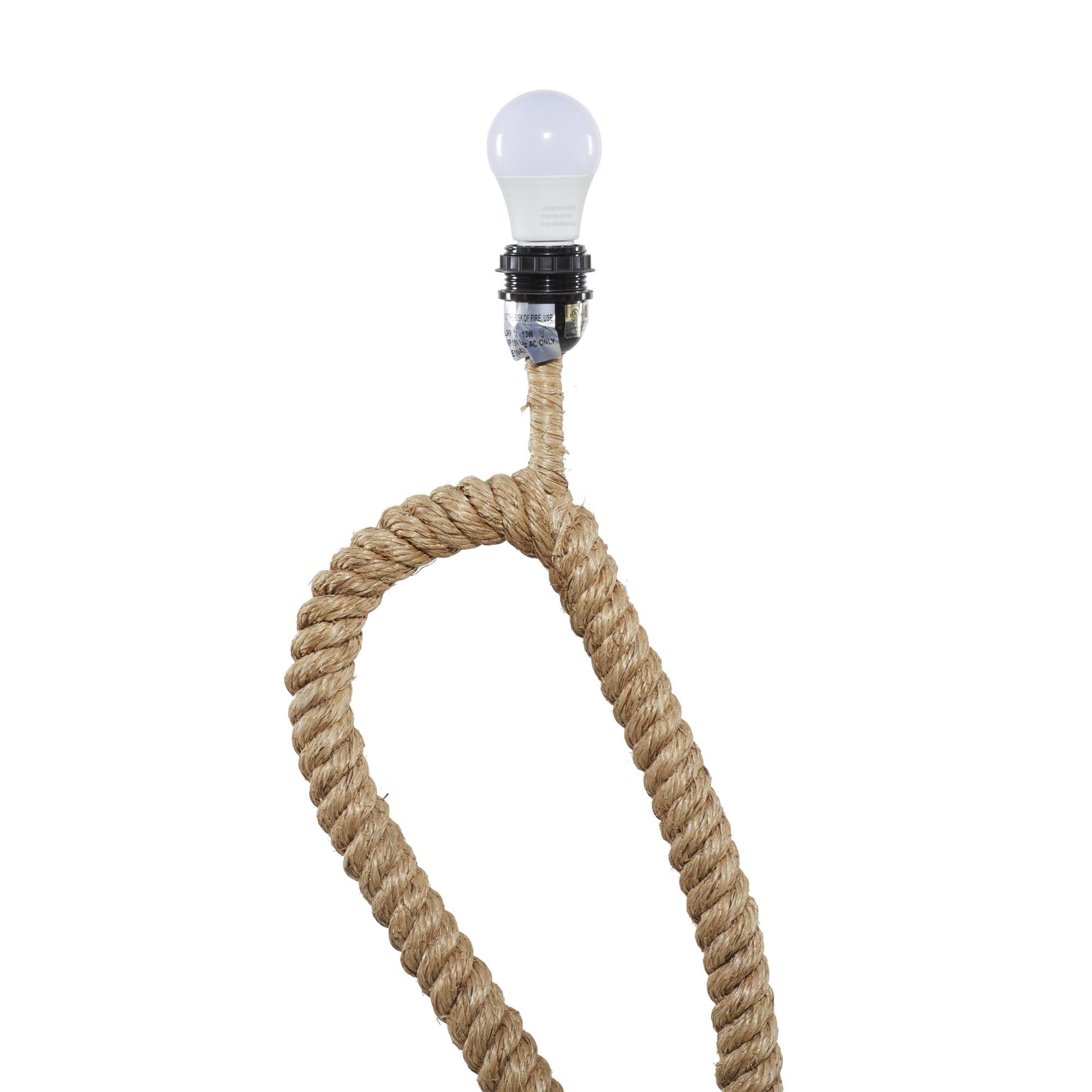 Brown Jute Rope Twisted Rope Room Floor Lamp with Cream Linen Shade