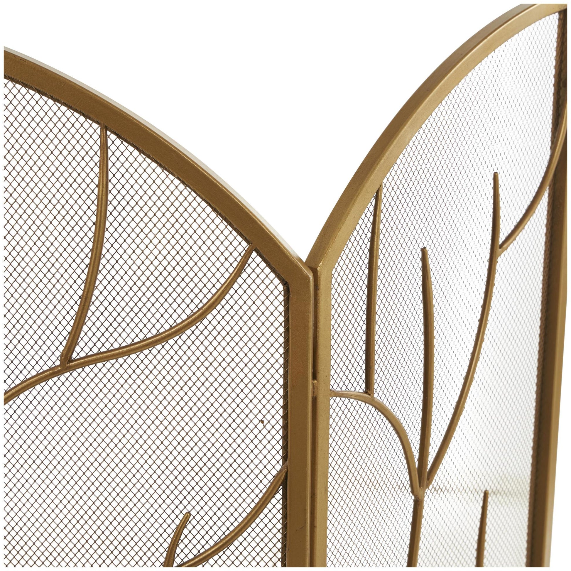 Tree Brass Metal Branch Single Panel Living Room Fireplace Screen with Mesh Netting