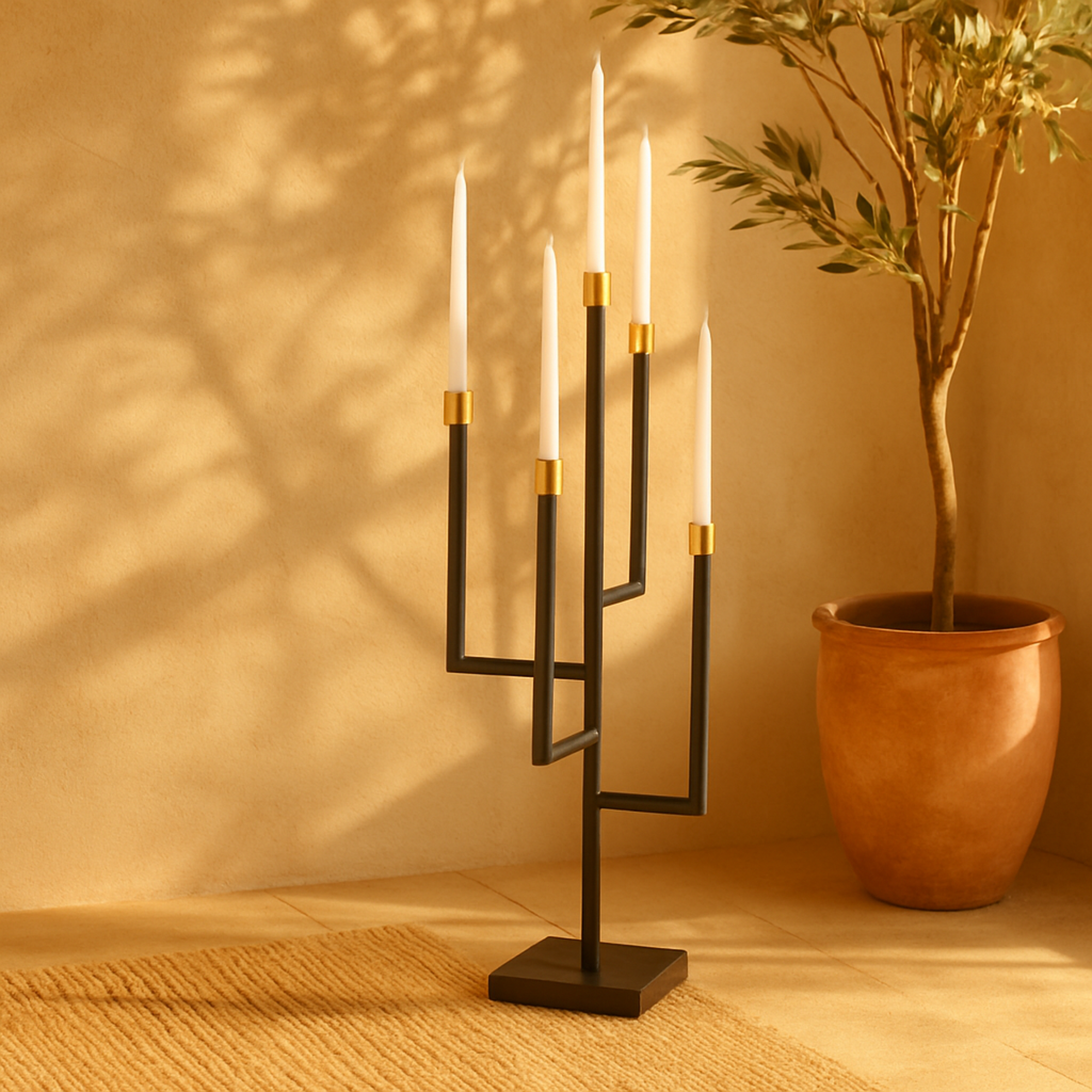 Black Metal 5 Candle Decorative Candelabra