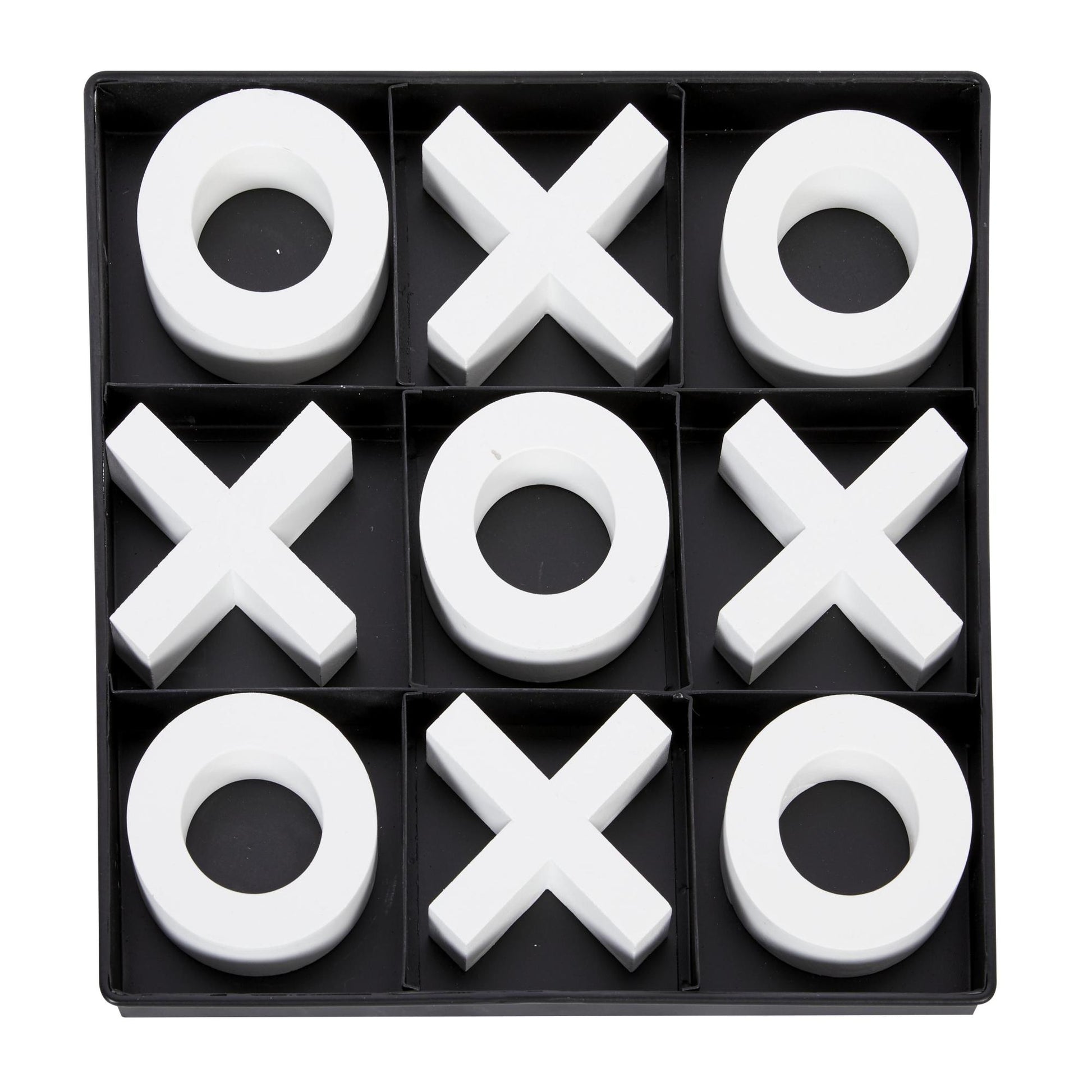 Tic Tac Toe Black Wood Home Decor Game Set with White Pieces