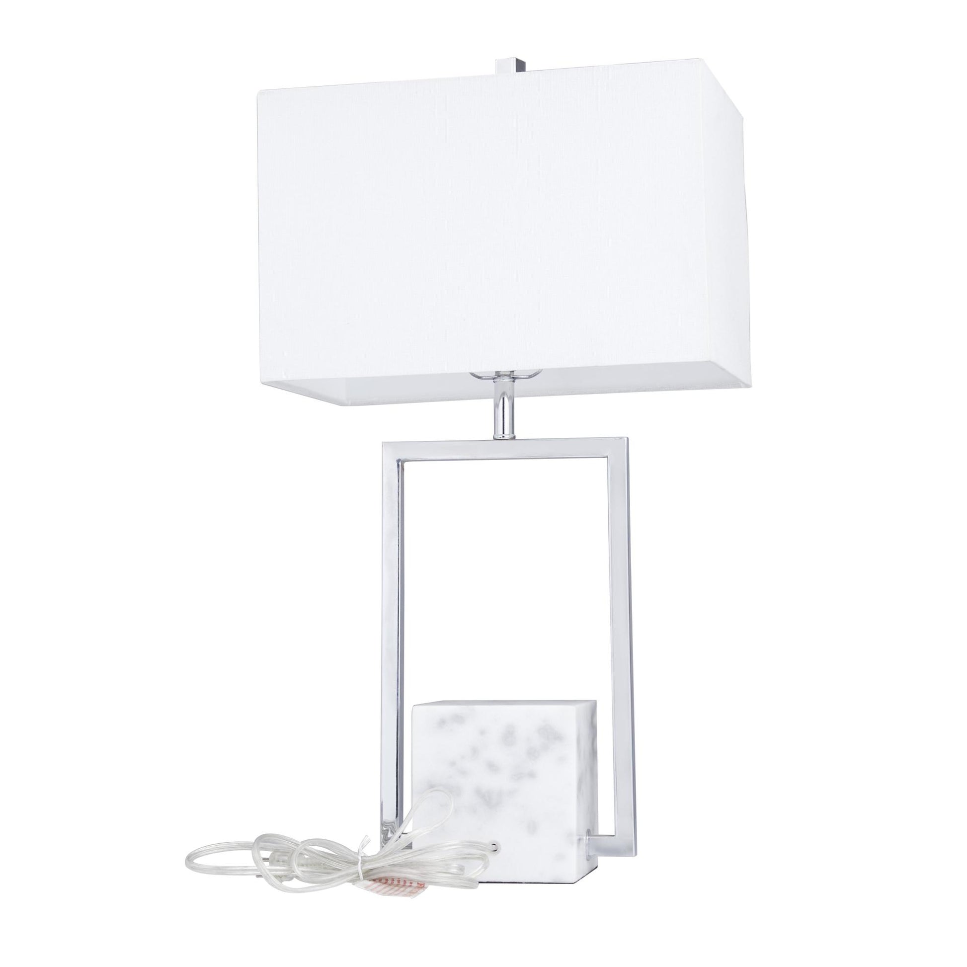 CosmoLiving by Cosmopolitan Geometric Marble Room Table Lamp with Square Shade