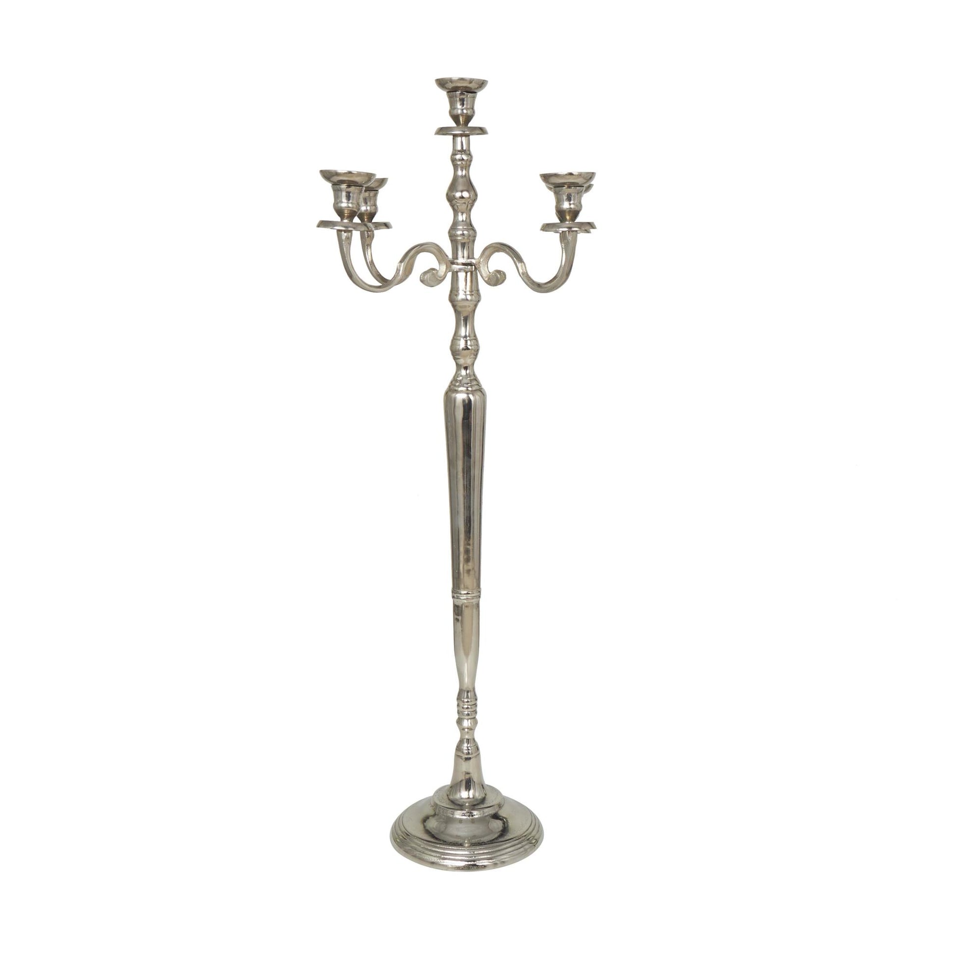 Scroll Aluminum Metal Tall Floor 5 Candle Decorative Candelabra