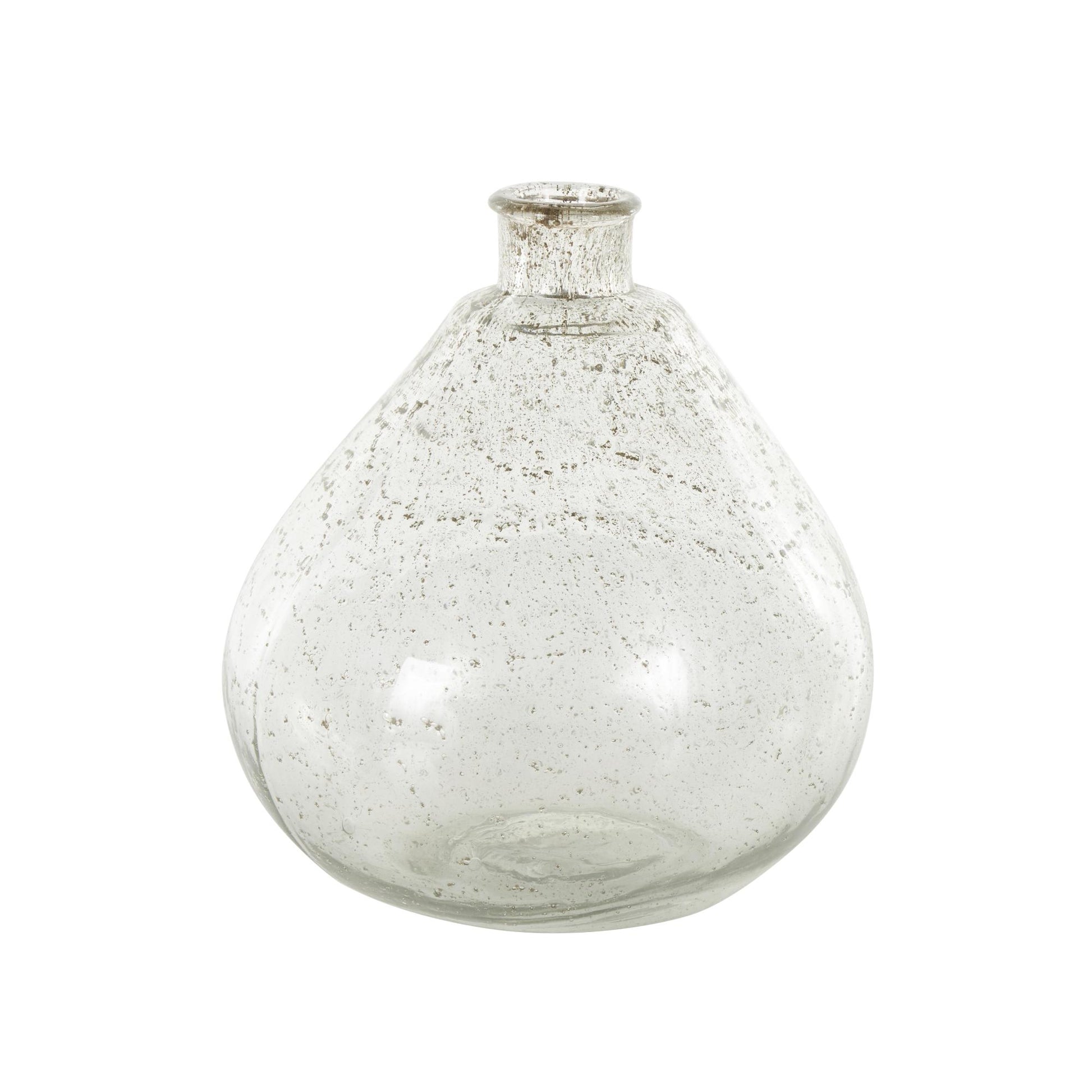 Clear Glass Speckled Decorative Vase with Brown Accents