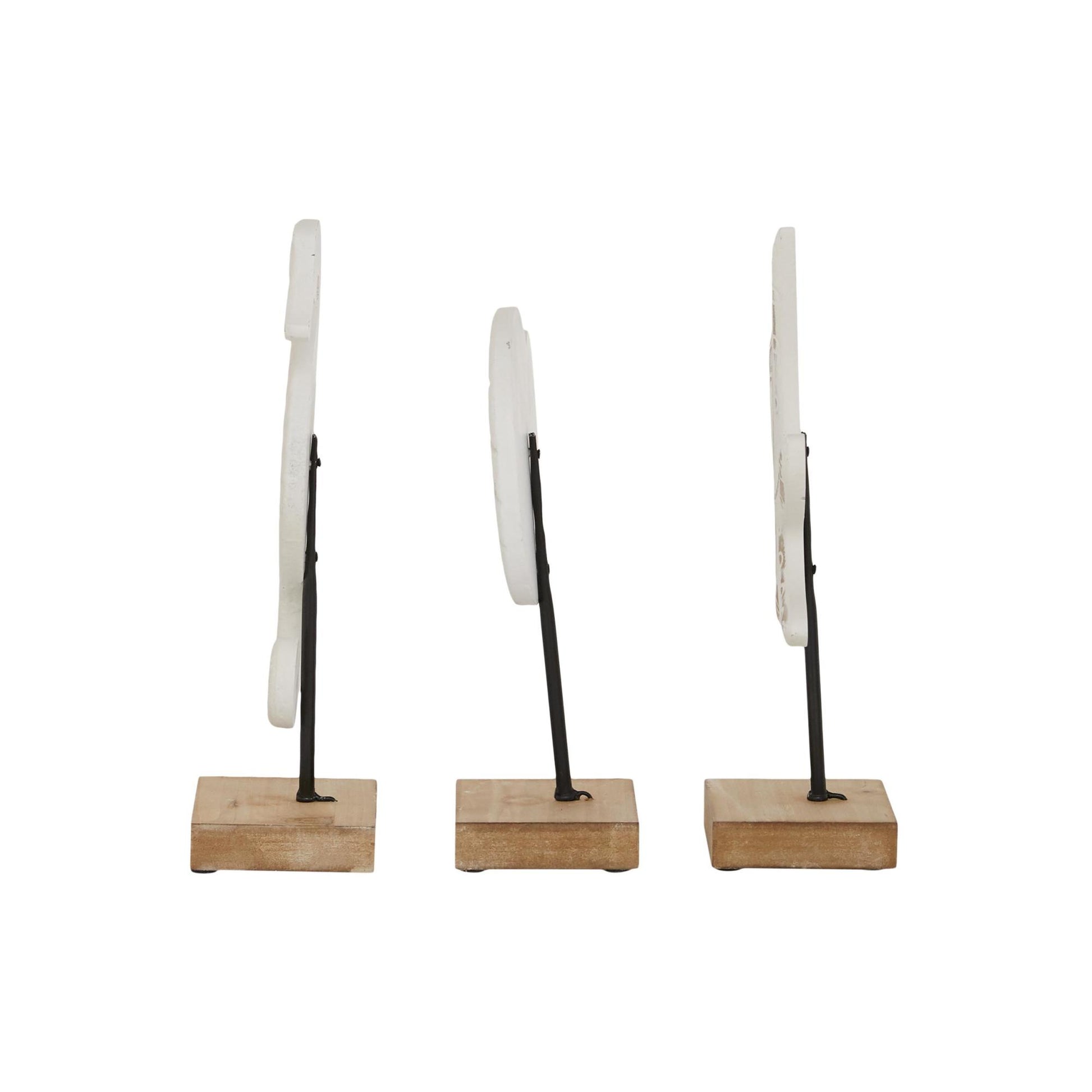 Set of 3 Sea Life White Plastic Decorative Sculpture