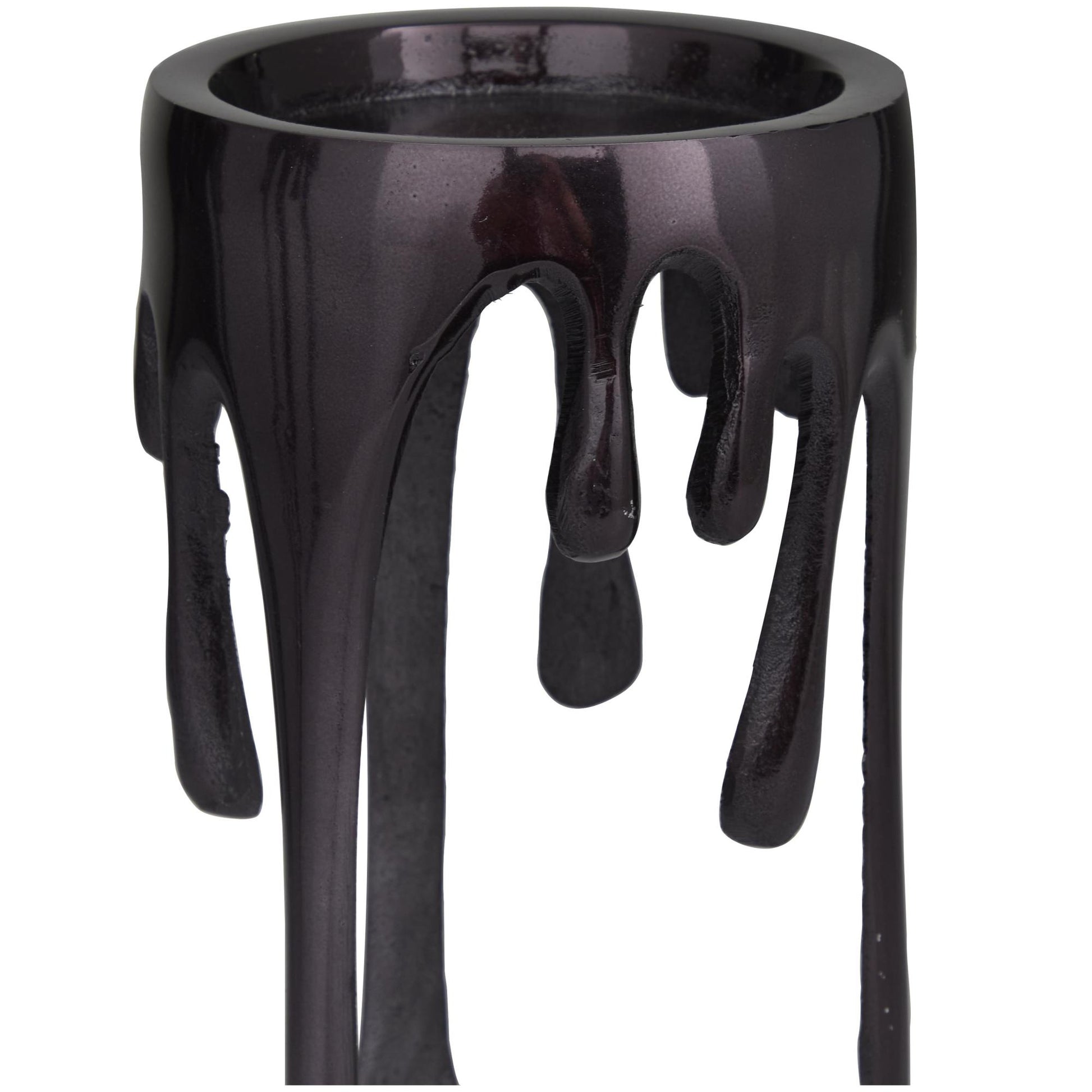CosmoLiving by Cosmopolitan Set of 3 Abstract Aluminum Metal Drip Decorative Candle Holder with Melting Designed Legs