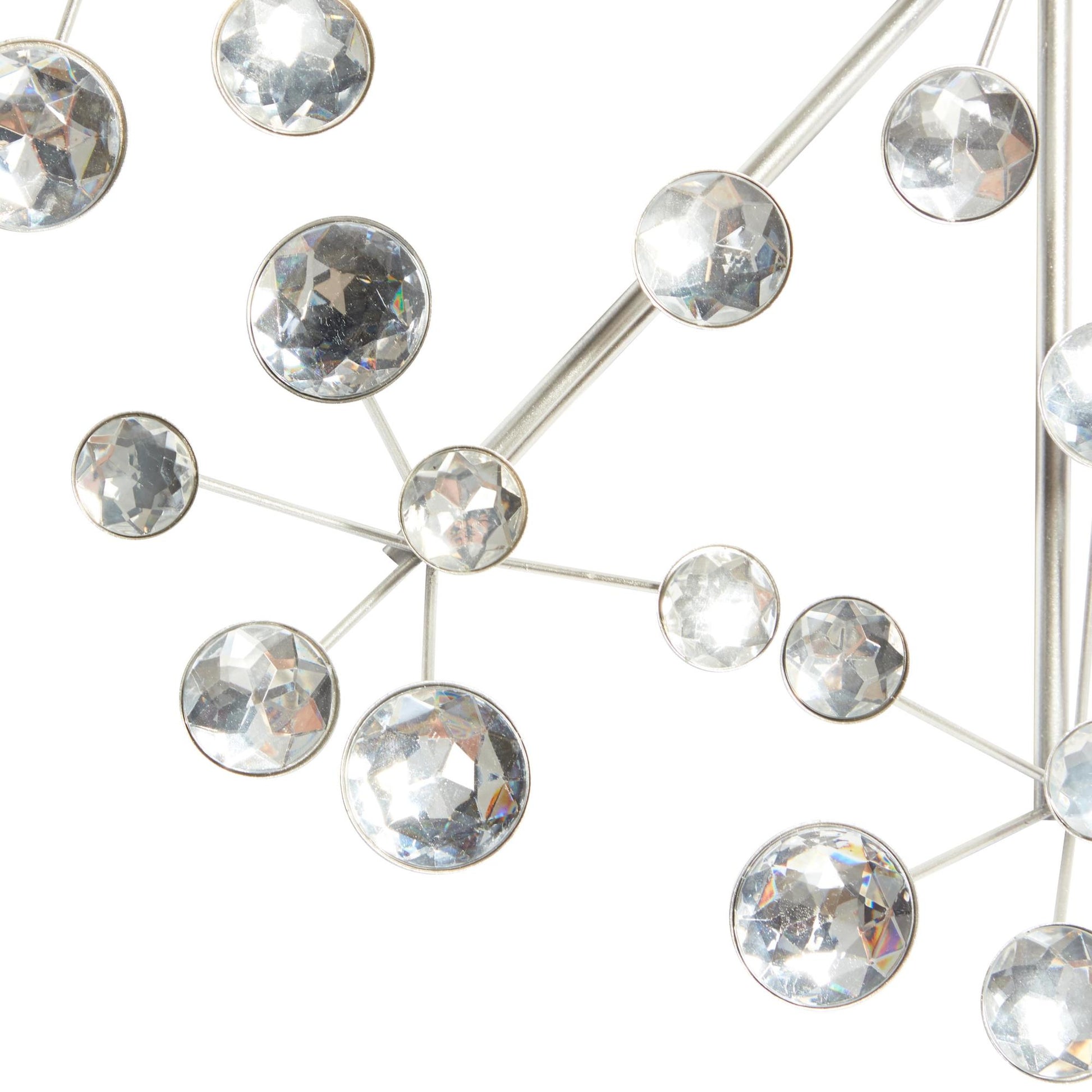 Starburst Silver Metal Home Wall Decor with Crystal Embellishment