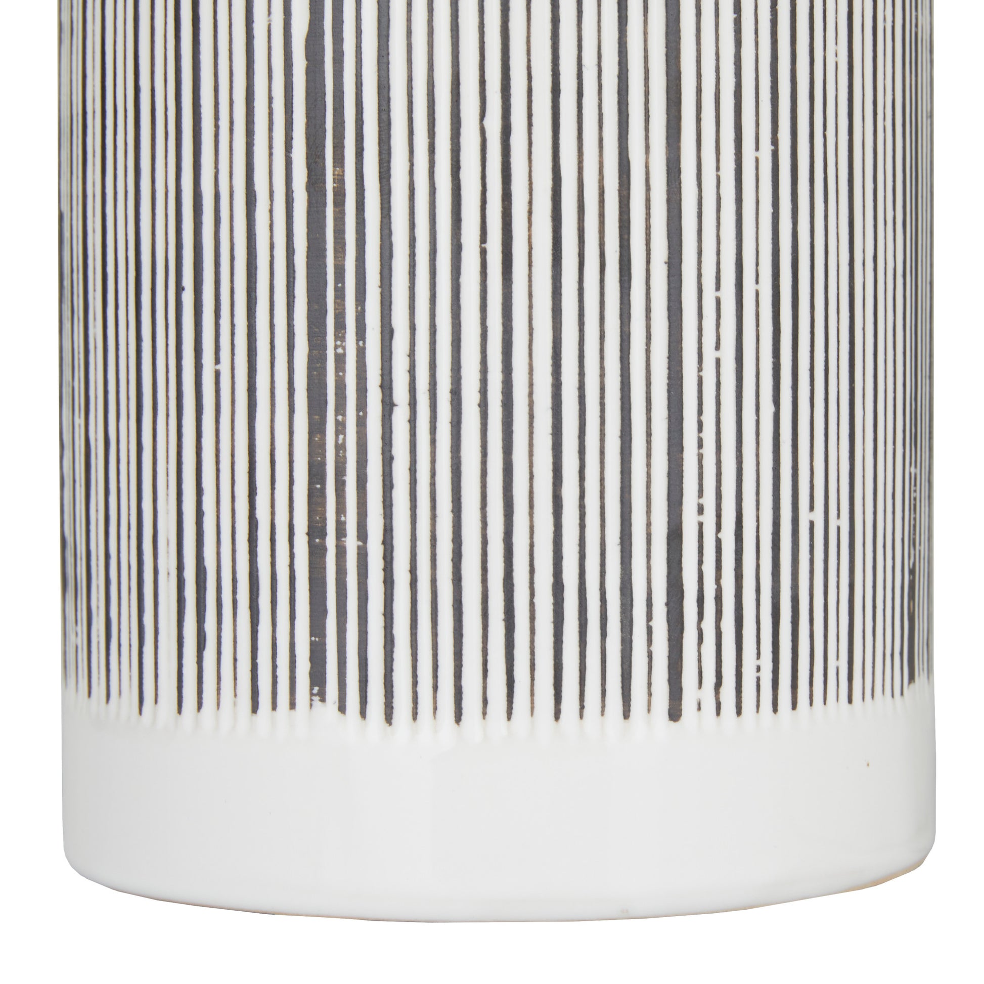 CosmoLiving by Cosmopolitan Set of 2 White Ceramic Striped Living Room Decorative Jars