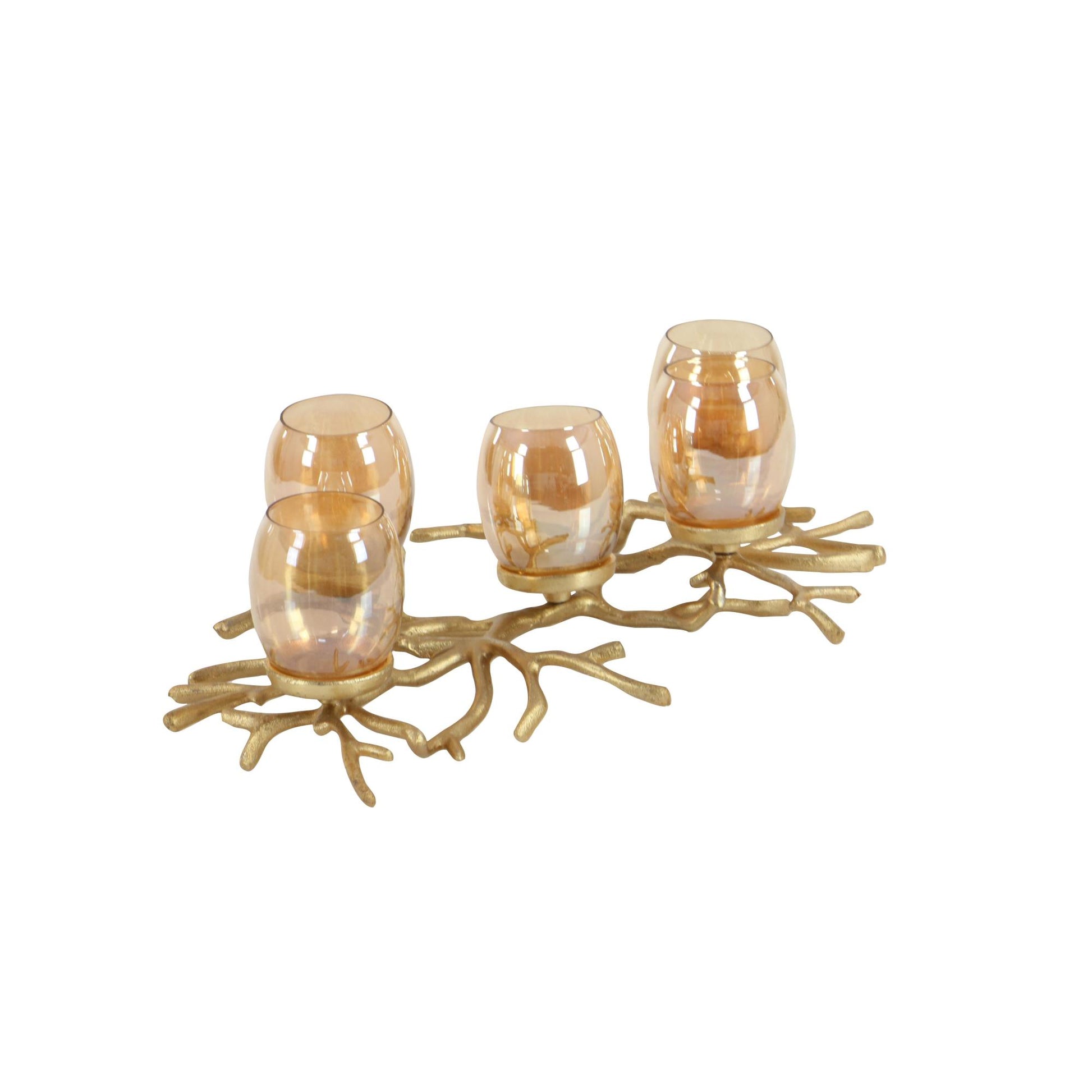 Coral Gold Aluminum Metal Decorative Candelabra