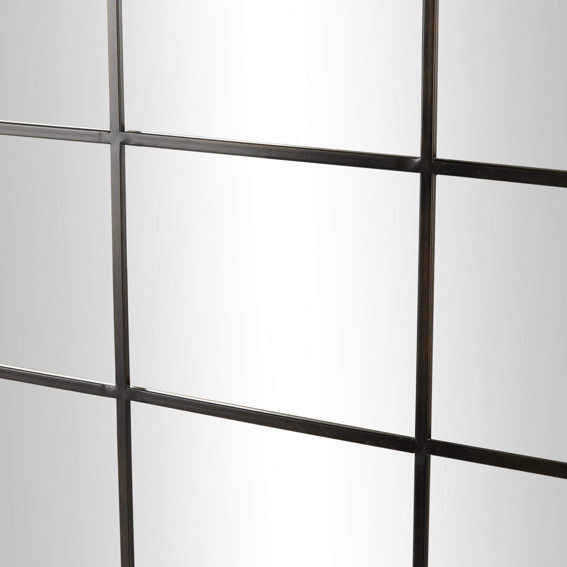 Metal Arched Window Pane Inspired Room Wall Mirror with Black Frame