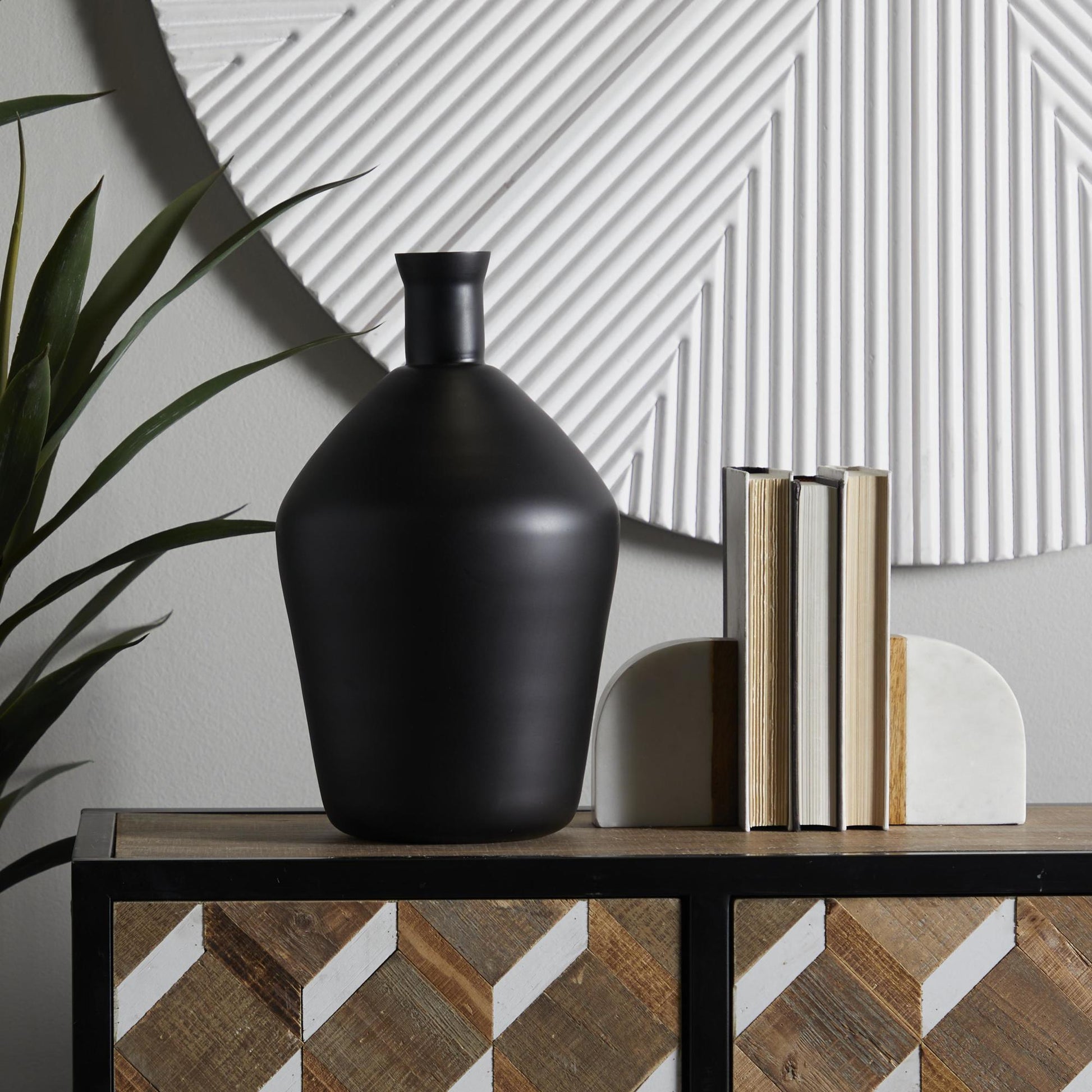 Glass Decorative Vase with Gold Rim