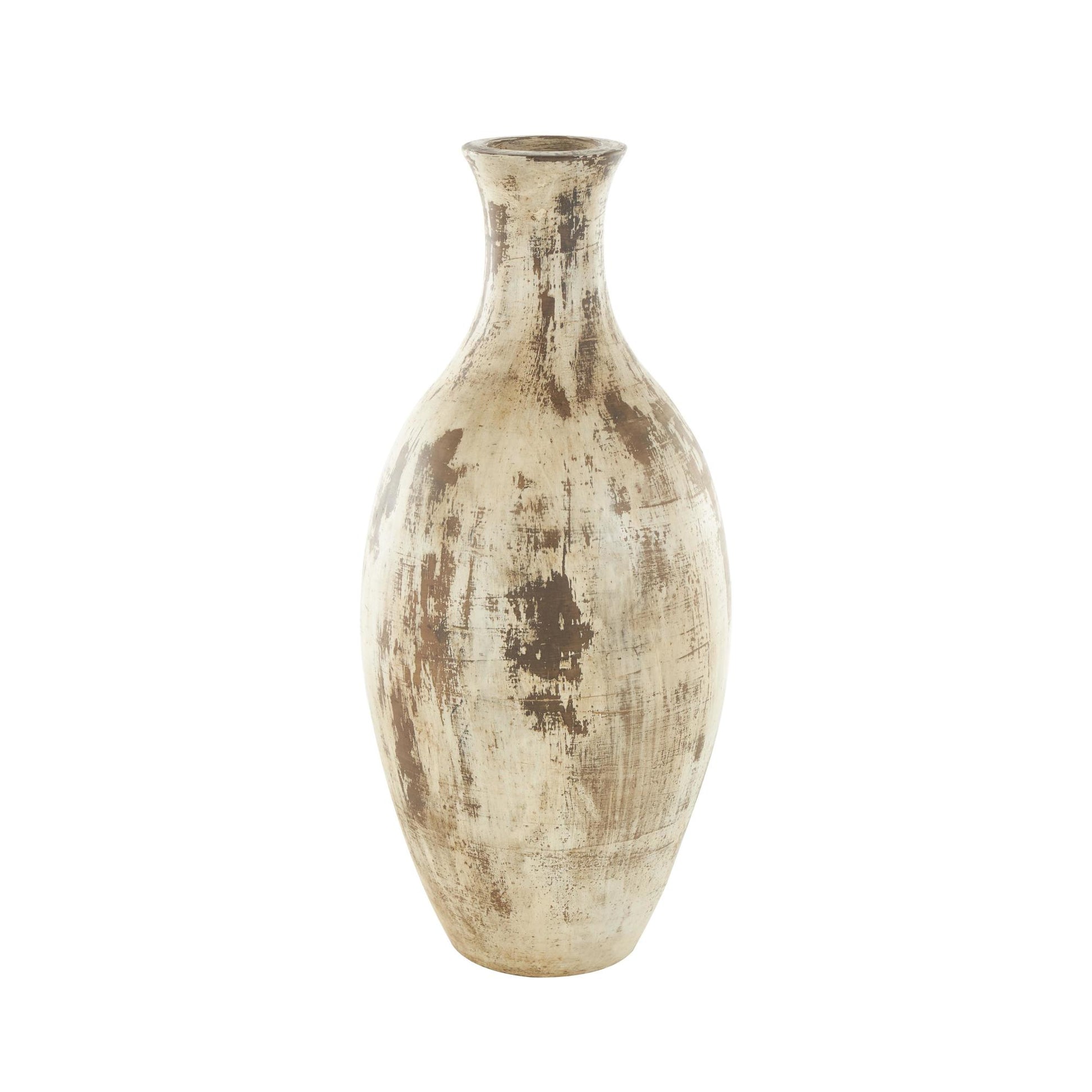 Brown Ceramic Antique Style Distressed Decorative Vase
