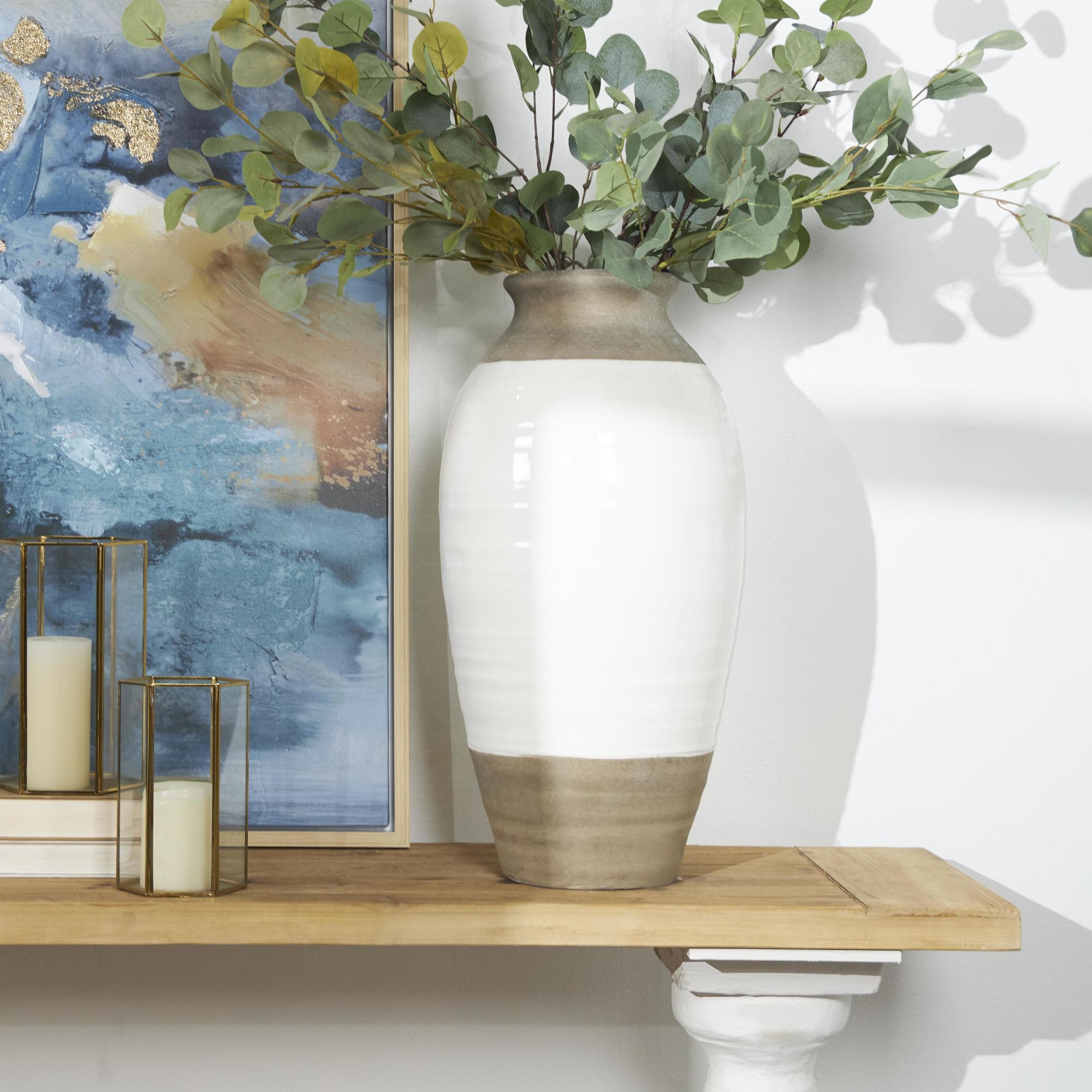 Gray Ceramic Decorative Vase with White Body