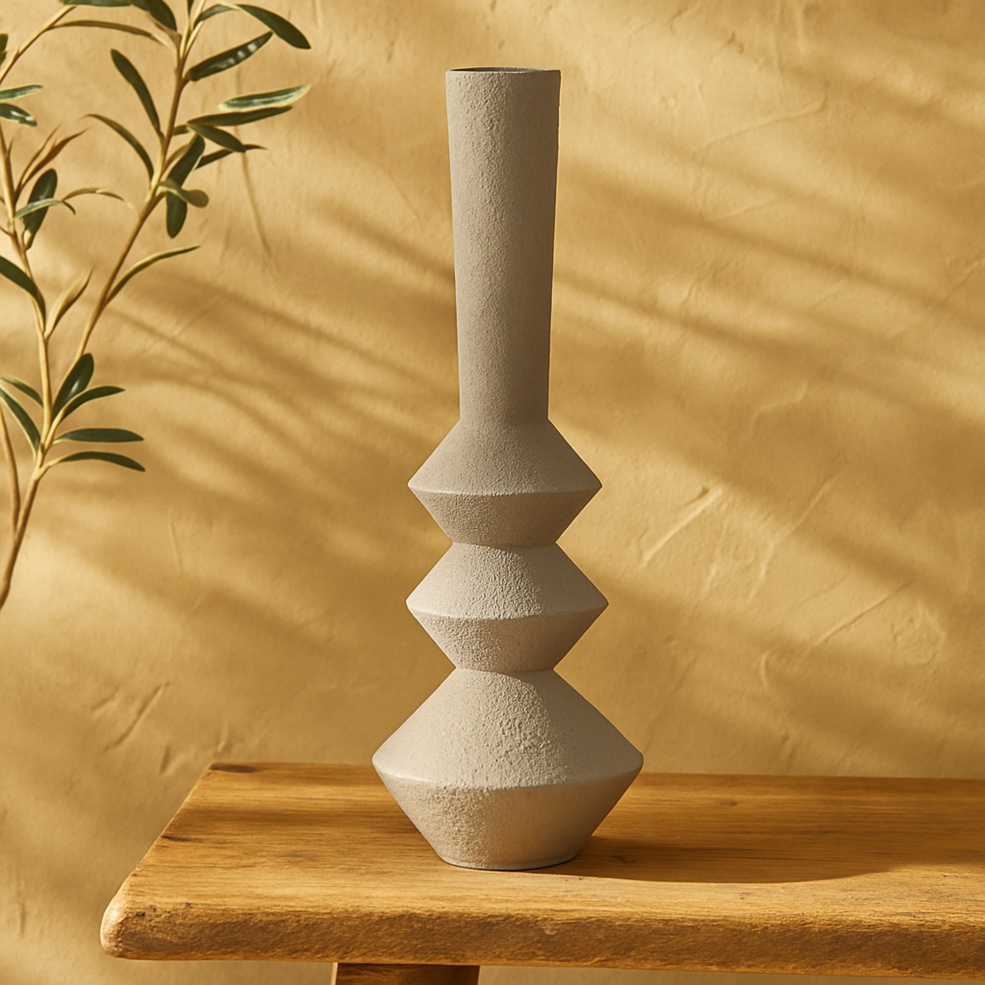 Dark Gray Metal Art Deco Fluted Decorative Vase
