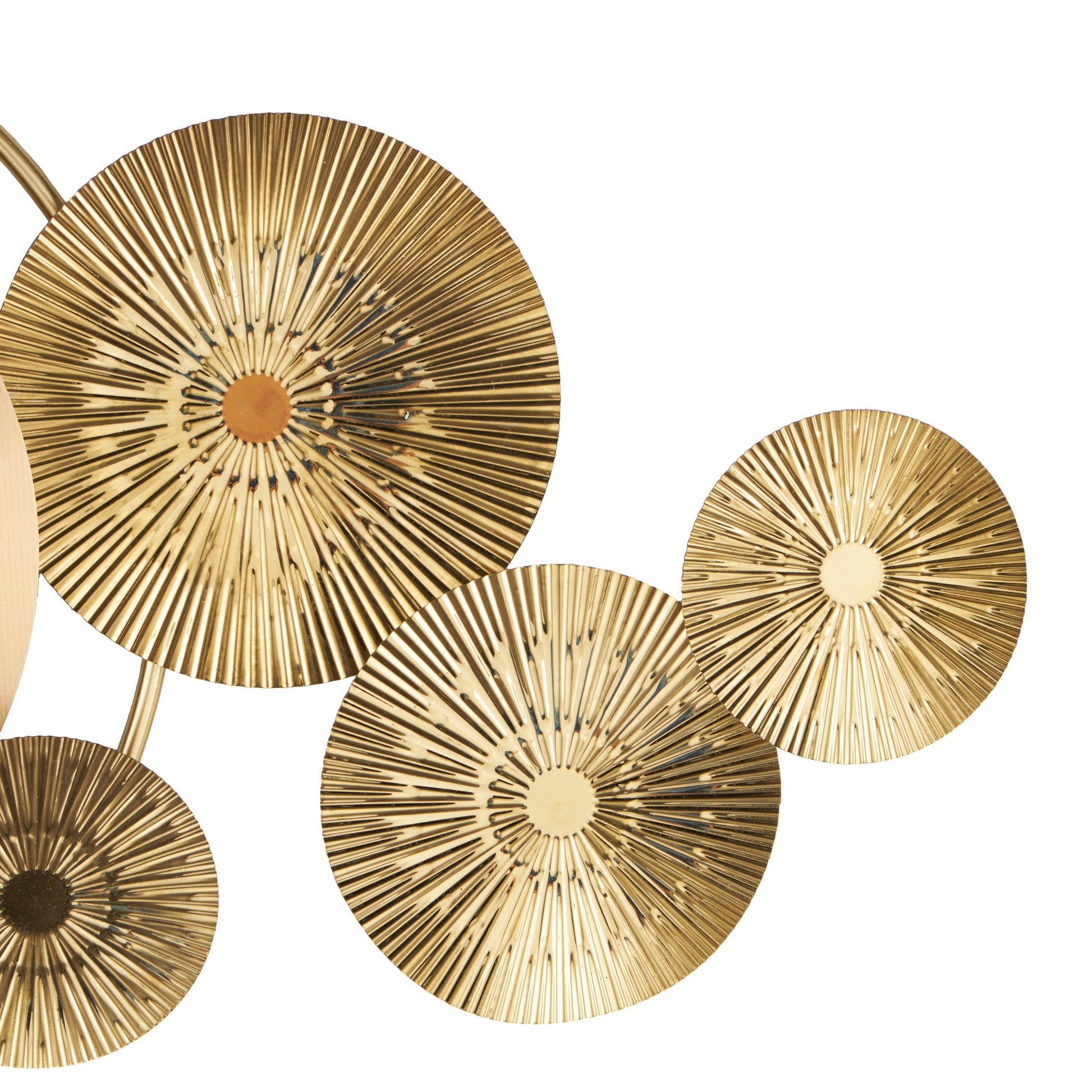 Starburst Gold Stainless Steel Metal Decorative Wall Clock with Black Accents and Overlapping Discs