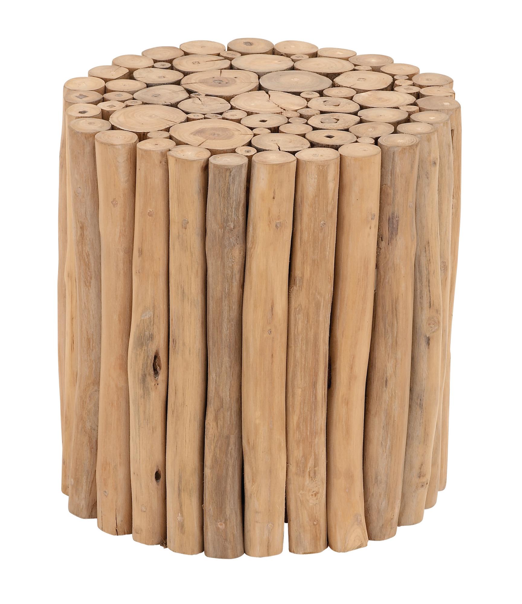 Brown Teak Wood Handmade Side End Accent Table with Stick Cluster Design