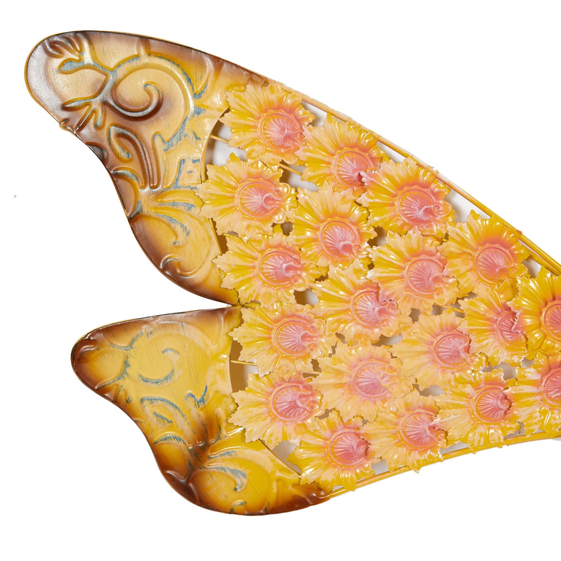 Set of 2 Butterfly Yellow Metal Home Wall Decor